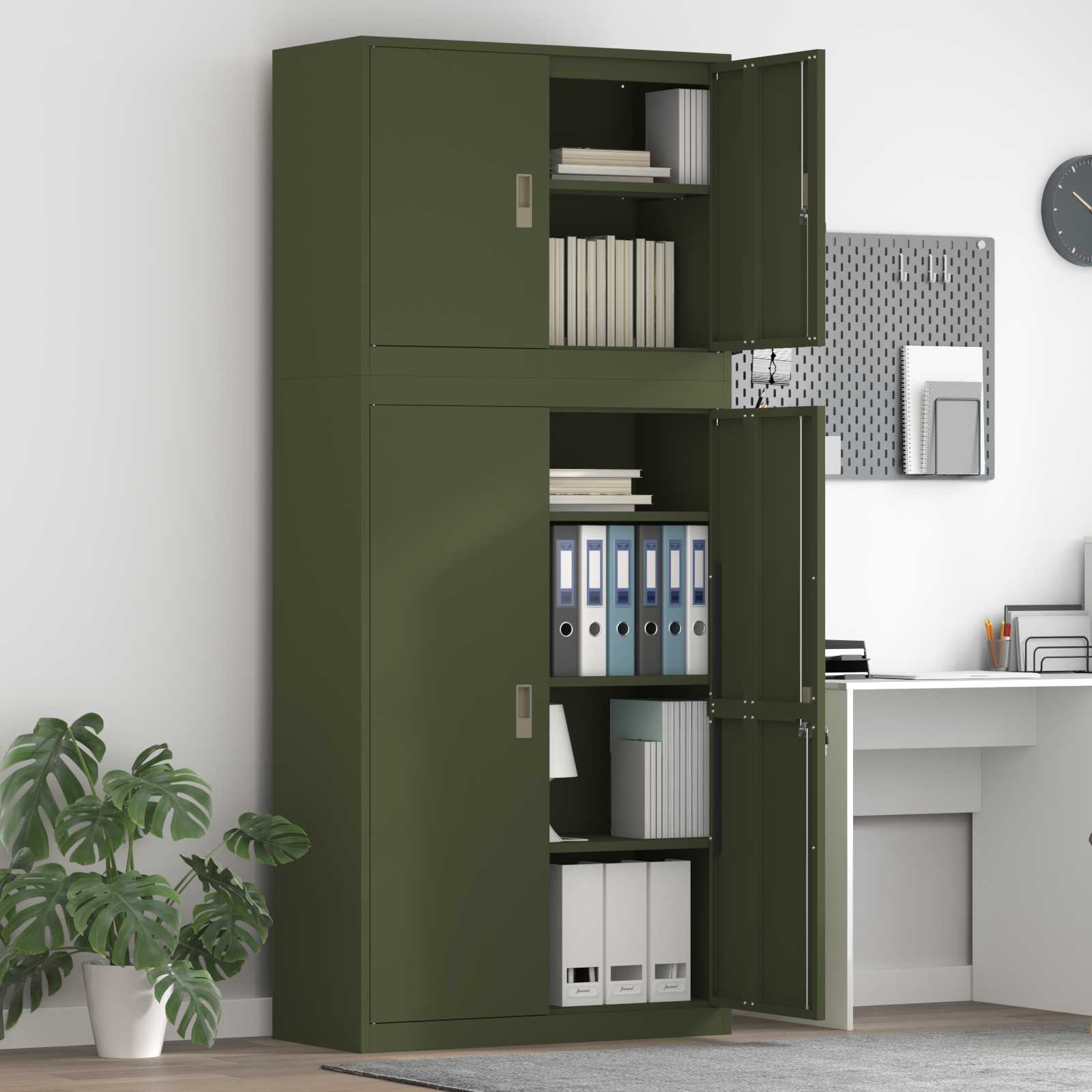 Ντουλάπι αποθήκευσης 2 τμχ. Λαδί 90 x 40 x 210 εκ Ατσάλι - Pakobazaar
