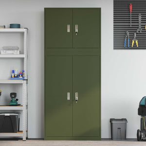 Ντουλάπι αποθήκευσης 2 τμχ. Λαδί 90 x 40 x 210 εκ Ατσάλι - Pakobazaar