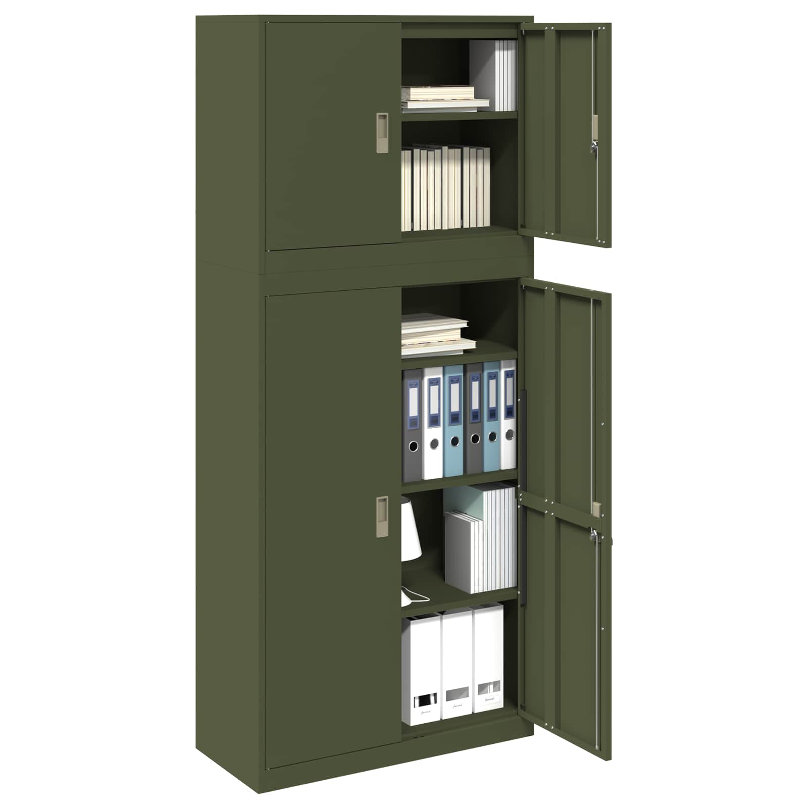 Ντουλάπι αποθήκευσης 2 τμχ. Λαδί 90 x 40 x 210 εκ Ατσάλι - Pakobazaar