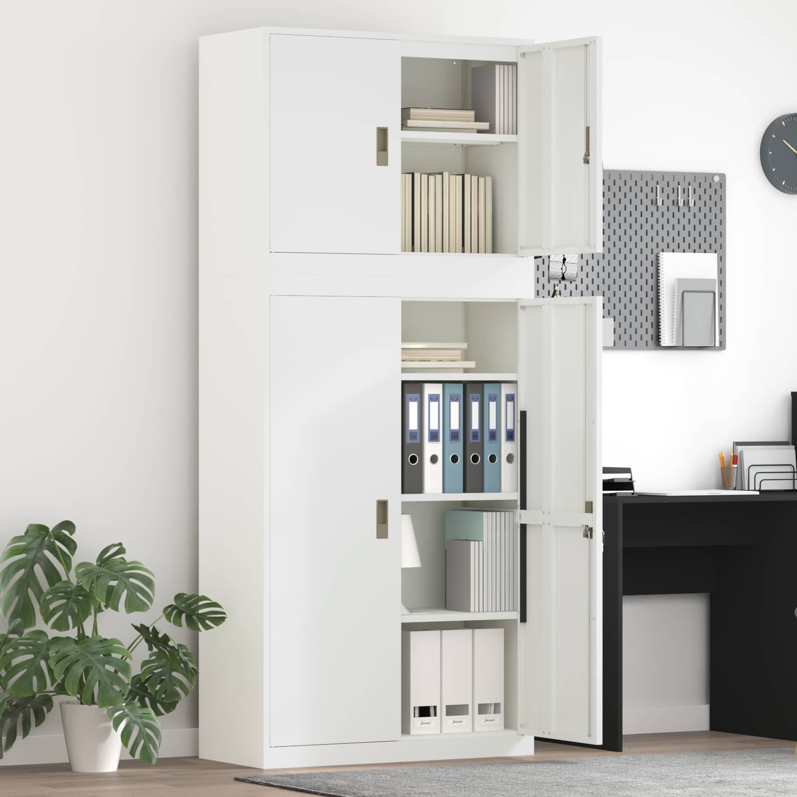 Ντουλάπι αποθήκευσης 2 τμχ. Λευκό 90 x 40 x 210 εκ Ατσάλι - Pakobazaar