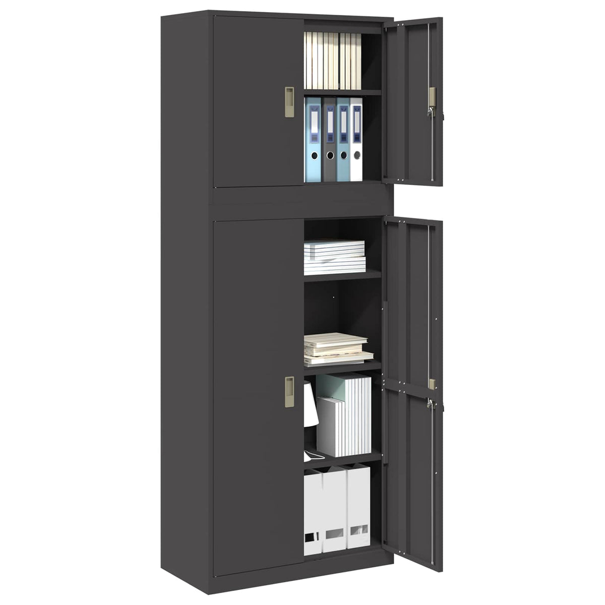Ντουλάπι αποθήκευσης 2 τμχ. Μαύρο 80 x 40 x 210 εκ Ατσάλι - Pakobazaar