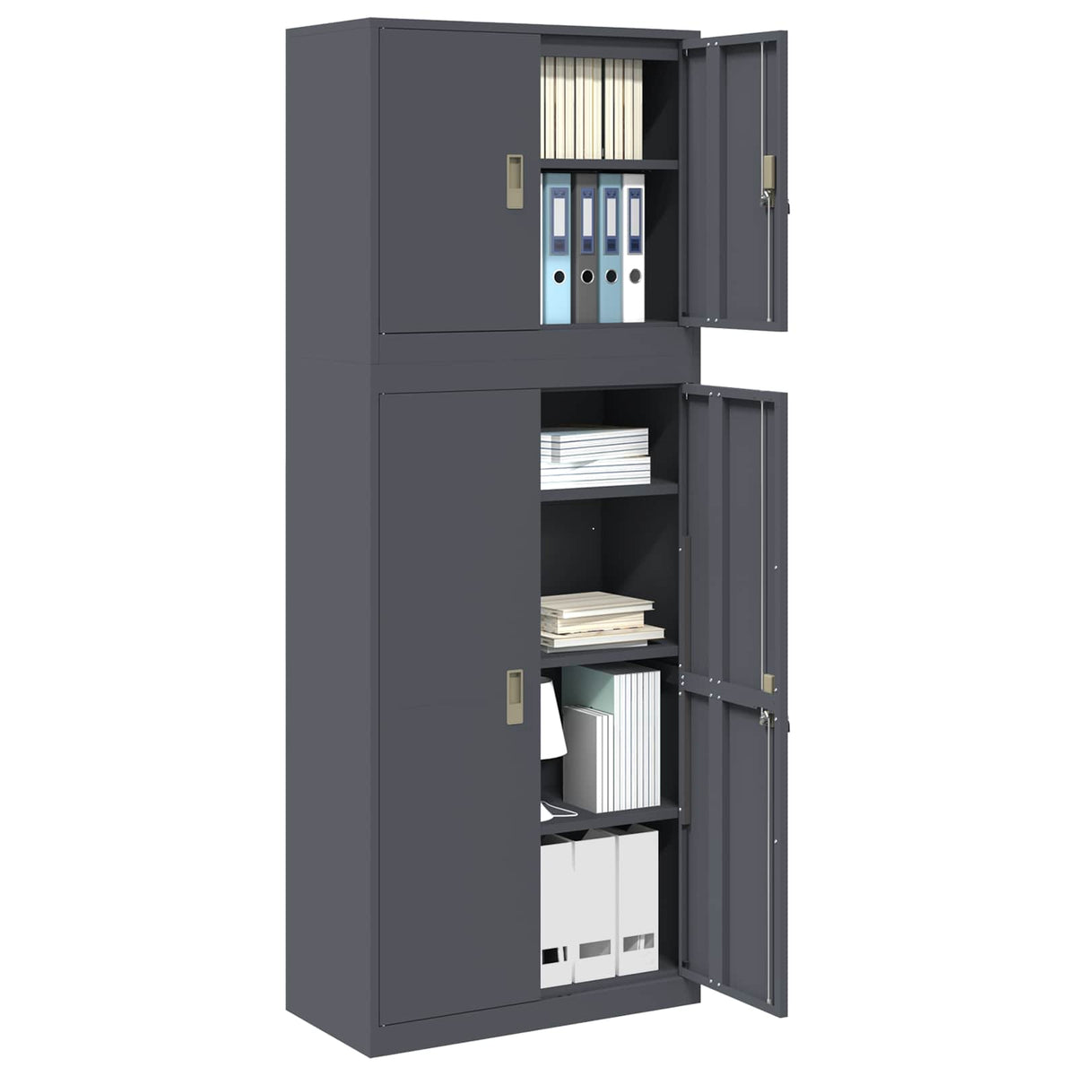Ντουλάπι αποθήκευσης 2 τμχ. Ανθρακί 80 x 40 x 210 εκ Ατσάλι - Pakobazaar