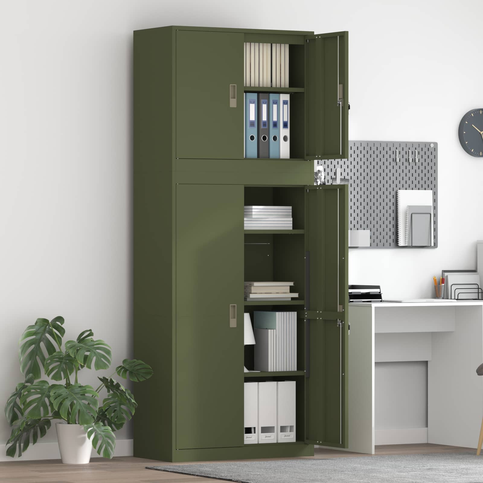 Ντουλάπι αποθήκευσης 2 τμχ. Λαδί 80 x 40 x 210 εκ Ατσάλι - Pakobazaar