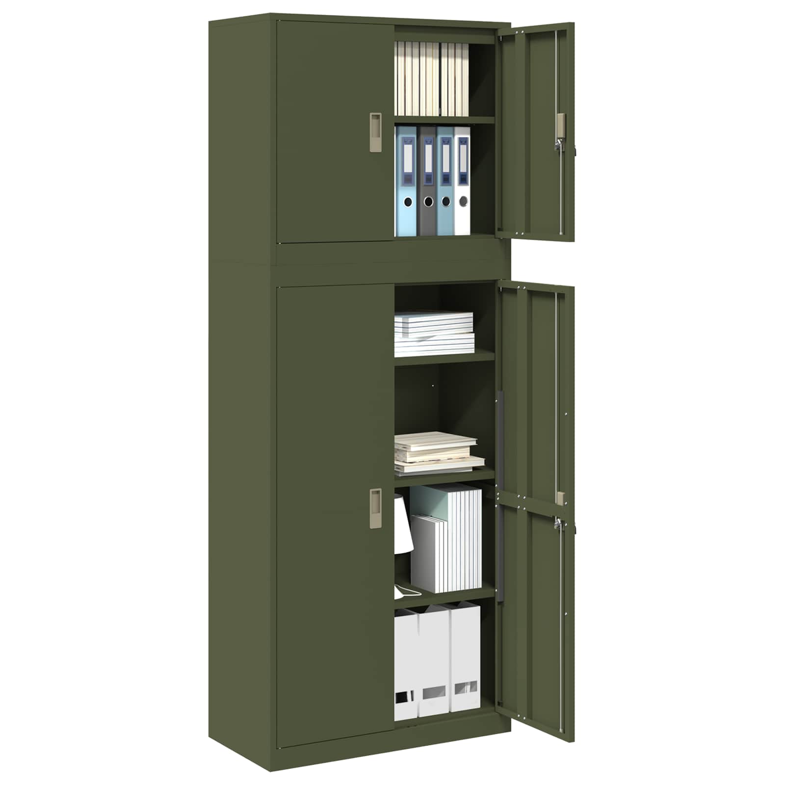 Ντουλάπι αποθήκευσης 2 τμχ. Λαδί 80 x 40 x 210 εκ Ατσάλι - Pakobazaar