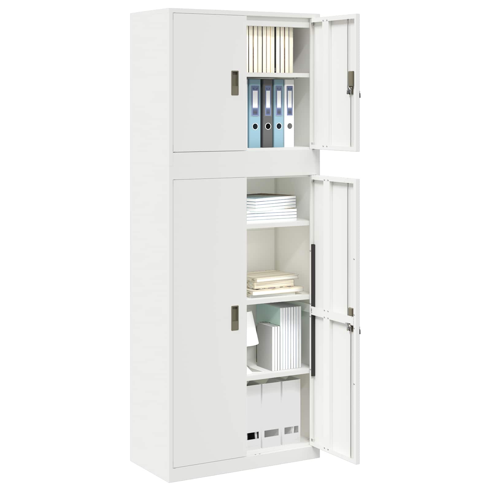Ντουλάπι αποθήκευσης 2 τμχ. Λευκό 80 x 40 x 210 εκ Ατσάλι - Pakobazaar
