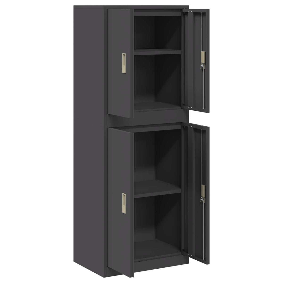 Ντουλάπι αποθήκευσης 2 τμχ. Μαύρο 60 x 40 x 160 εκ Ατσάλι - Pakobazaar
