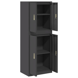 Ντουλάπι αποθήκευσης 2 τμχ. Μαύρο 60 x 40 x 160 εκ Ατσάλι - Pakobazaar