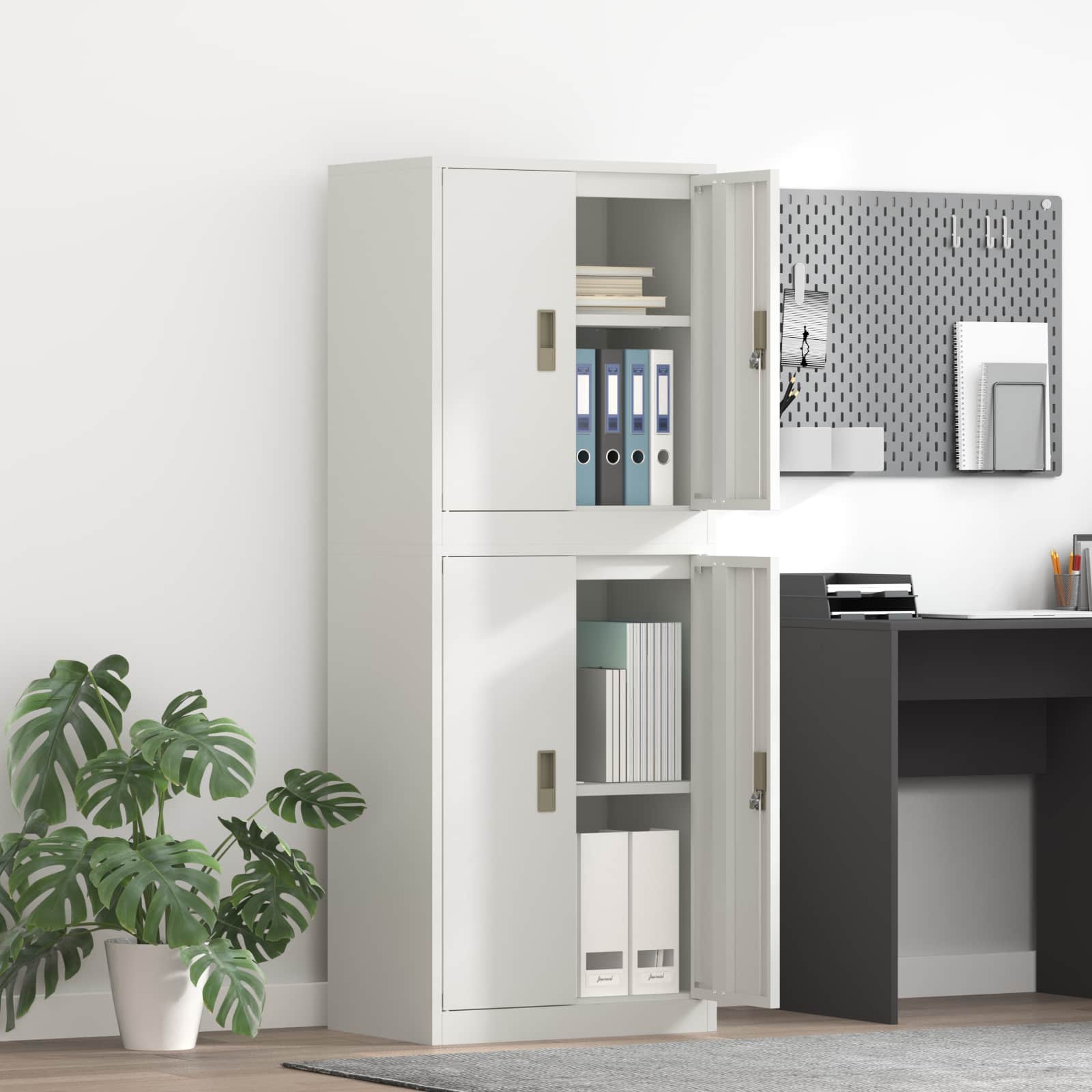 Ντουλάπι αποθήκευσης 2 τμχ. Λευκό 60 x 40 x 160 εκ Ατσάλι - Pakobazaar