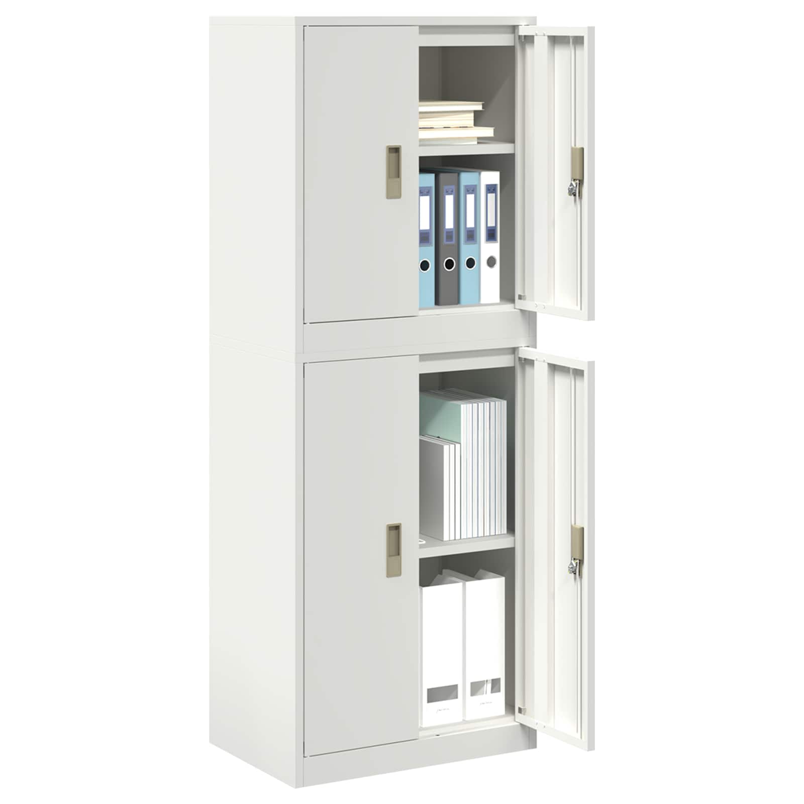 Ντουλάπι αποθήκευσης 2 τμχ. Λευκό 60 x 40 x 160 εκ Ατσάλι - Pakobazaar