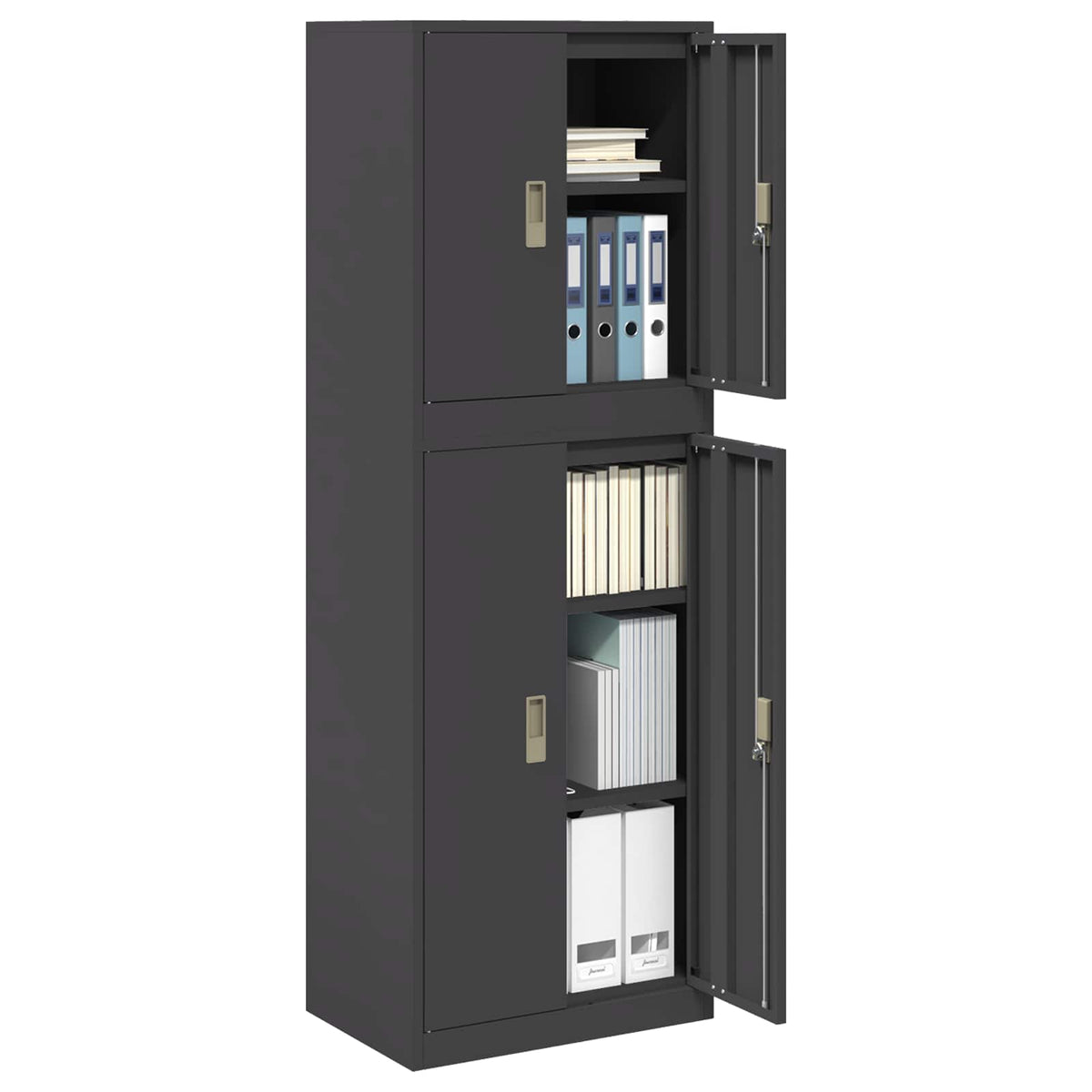 Ντουλάπι αποθήκευσης 2 τμχ. Μαύρο 60 x 40 x 175 εκ Ατσάλι - Pakobazaar