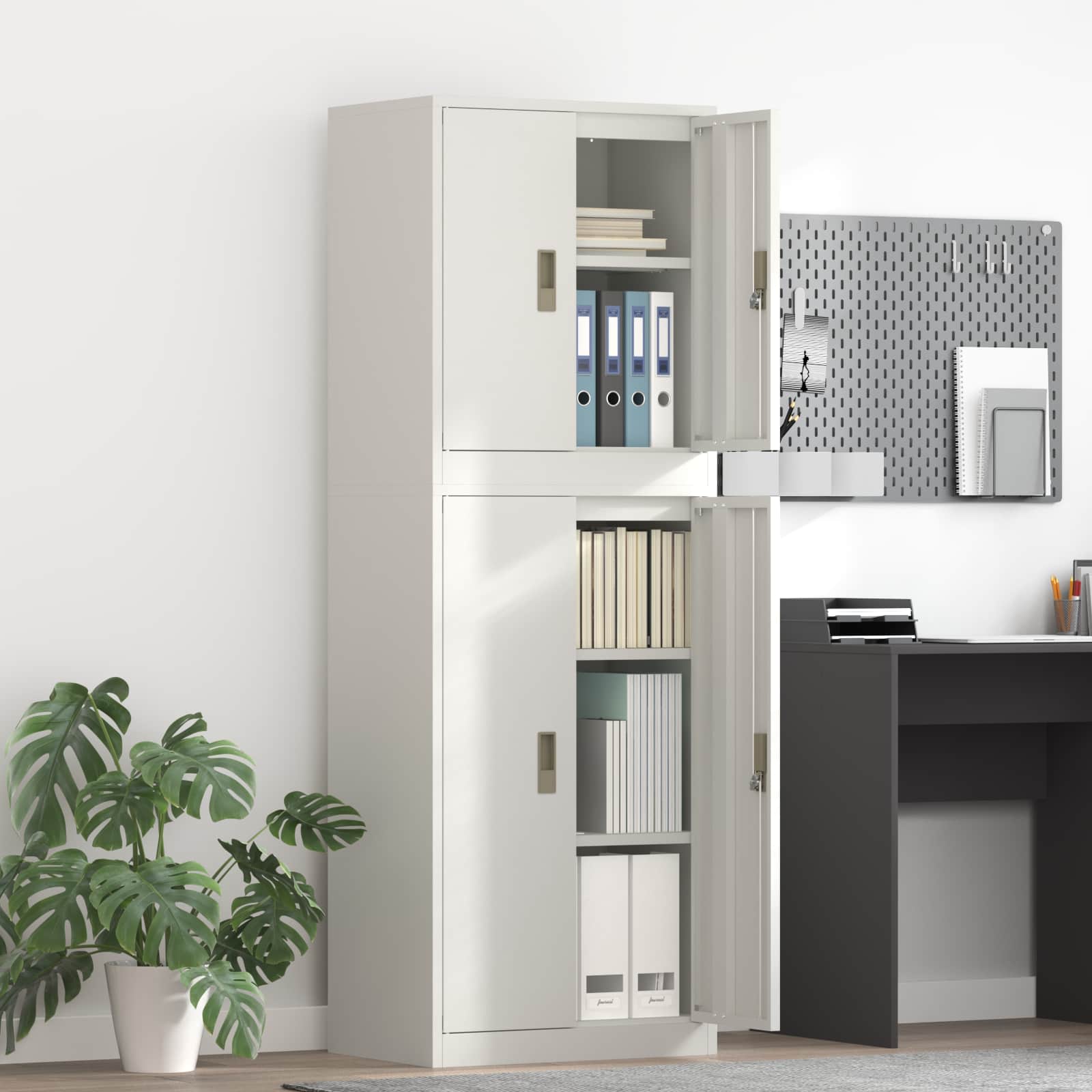 Ντουλάπι αποθήκευσης 2 τμχ. Λευκό 60 x 40 x 175 εκ Ατσάλι - Pakobazaar