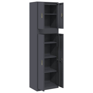 Ντουλάπι αποθήκευσης 2 τμχ. Ανθρακί 60 x 40 x 210 εκ Ατσάλι - Pakobazaar