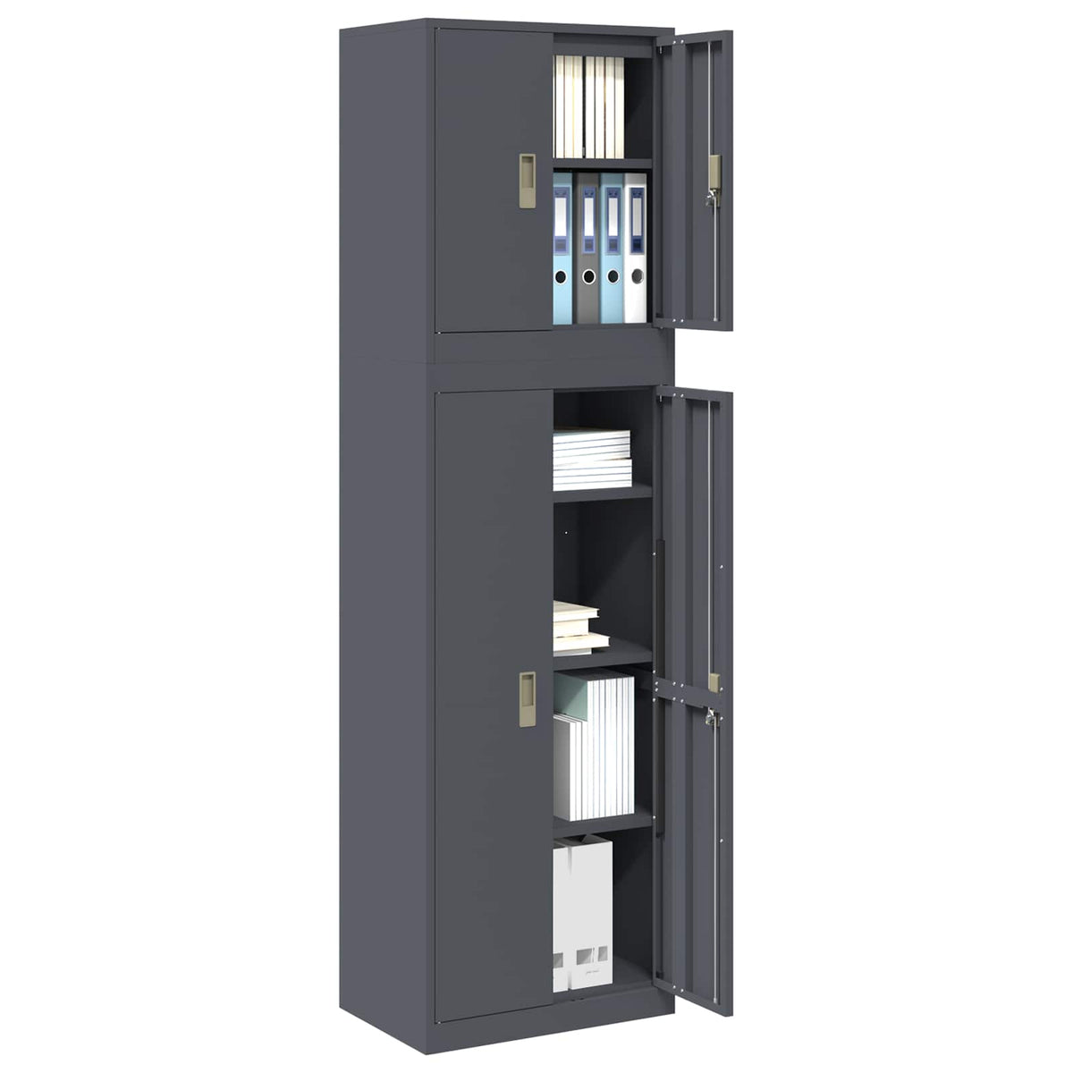 Ντουλάπι αποθήκευσης 2 τμχ. Ανθρακί 60 x 40 x 210 εκ Ατσάλι - Pakobazaar