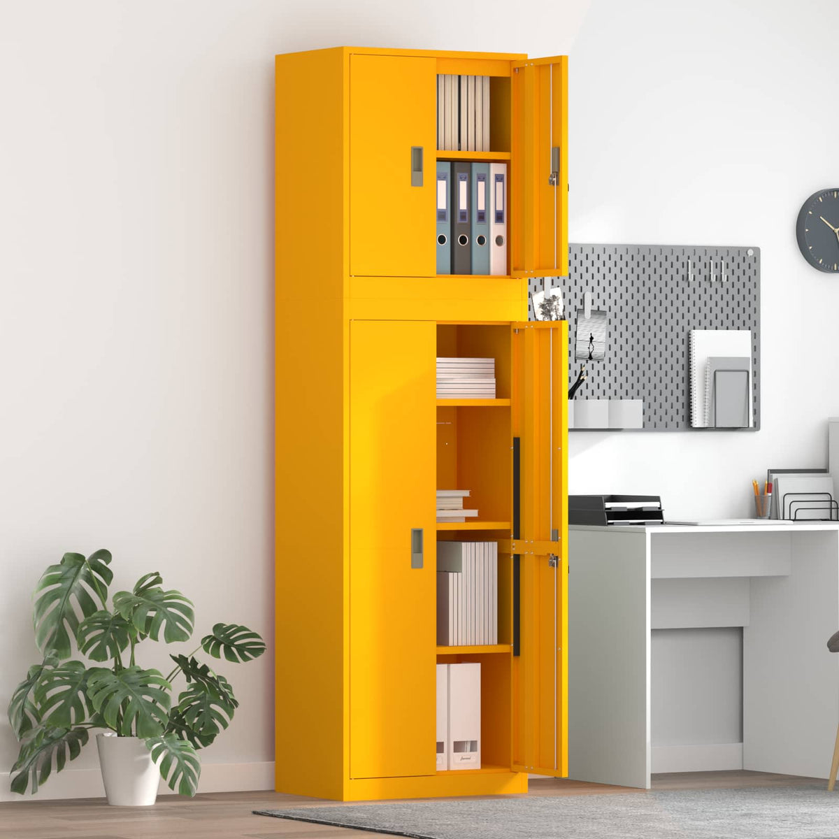 Ντουλάπι αποθήκευσης 2 τμχ. Μουσταρδί 60 x 40 x 210 εκ Ατσάλι - Pakobazaar
