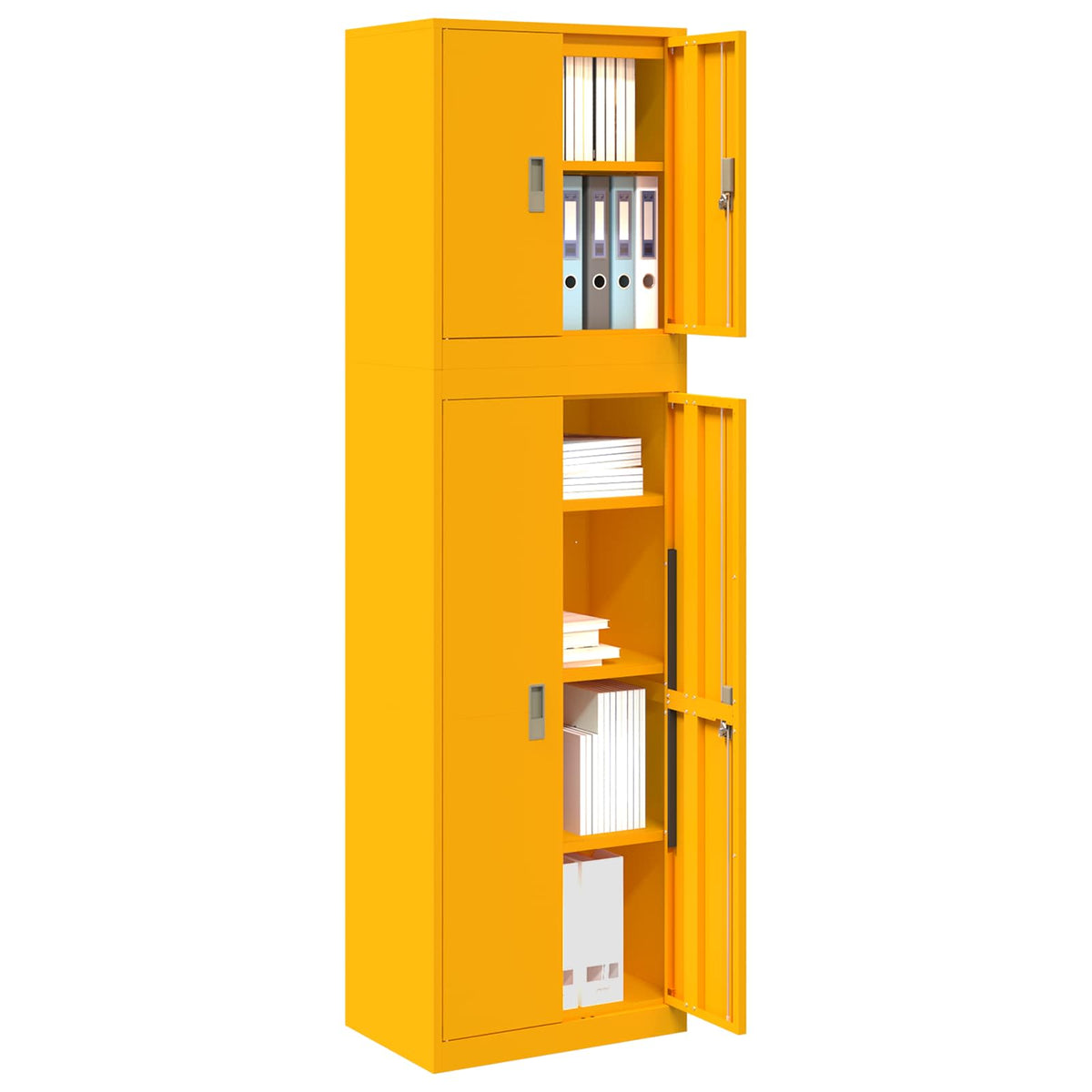 Ντουλάπι αποθήκευσης 2 τμχ. Μουσταρδί 60 x 40 x 210 εκ Ατσάλι - Pakobazaar
