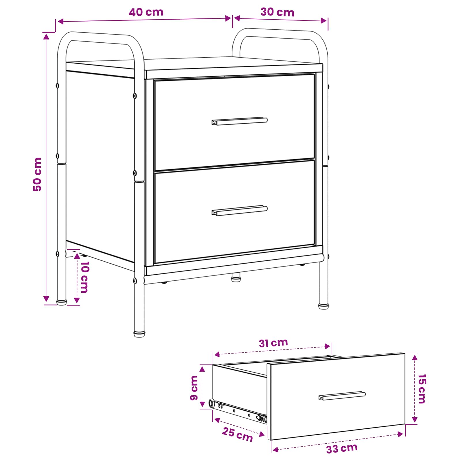 Κομοδίνο Sonoma Δρυς 40 x 30 x 50 cm Επεξεργασμένο Ξύλο - Pakobazaar