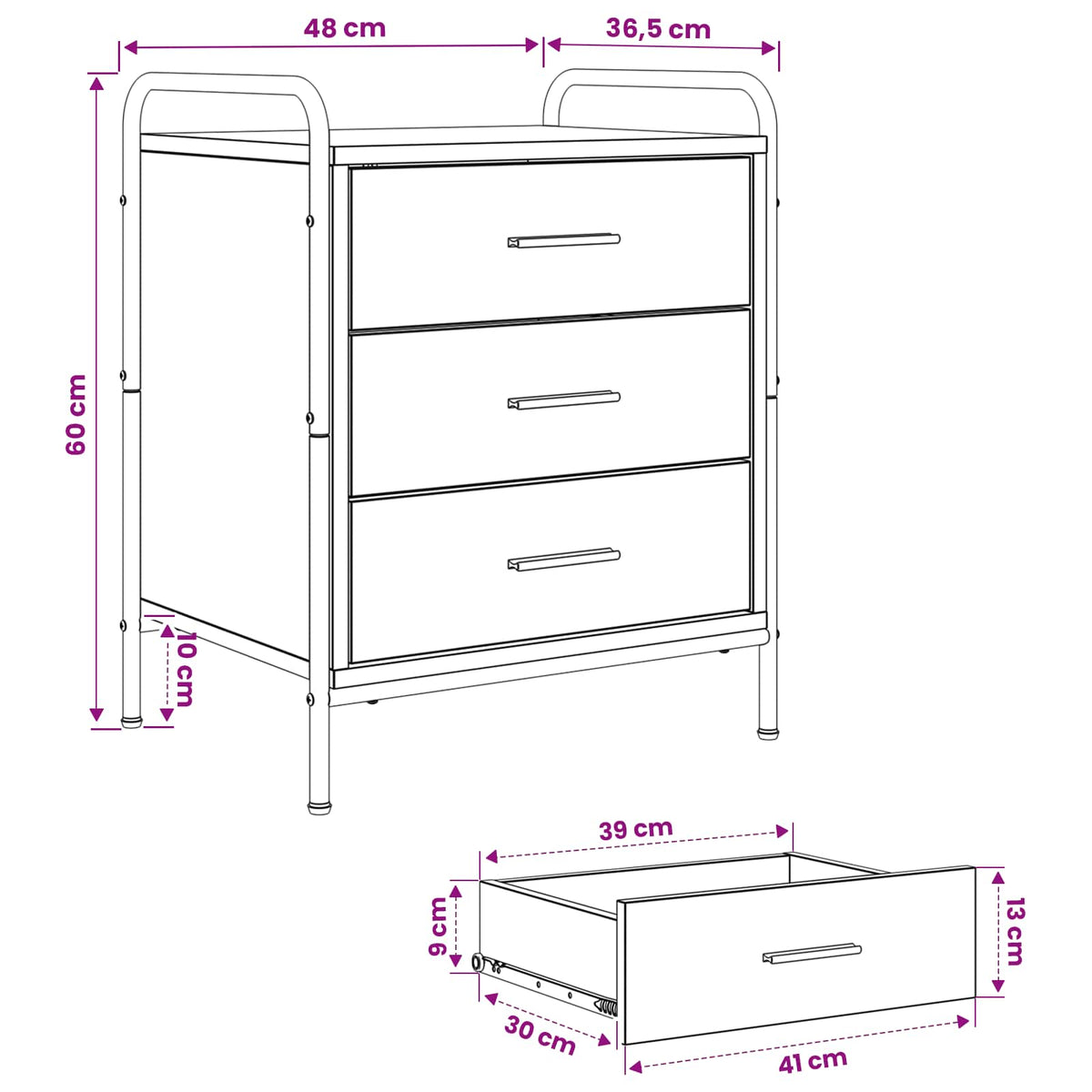 Κομοδίνο Sonoma Δρυς 48 x 36,5 x 60 εκ Επεξεργασμένο Ξύλο
