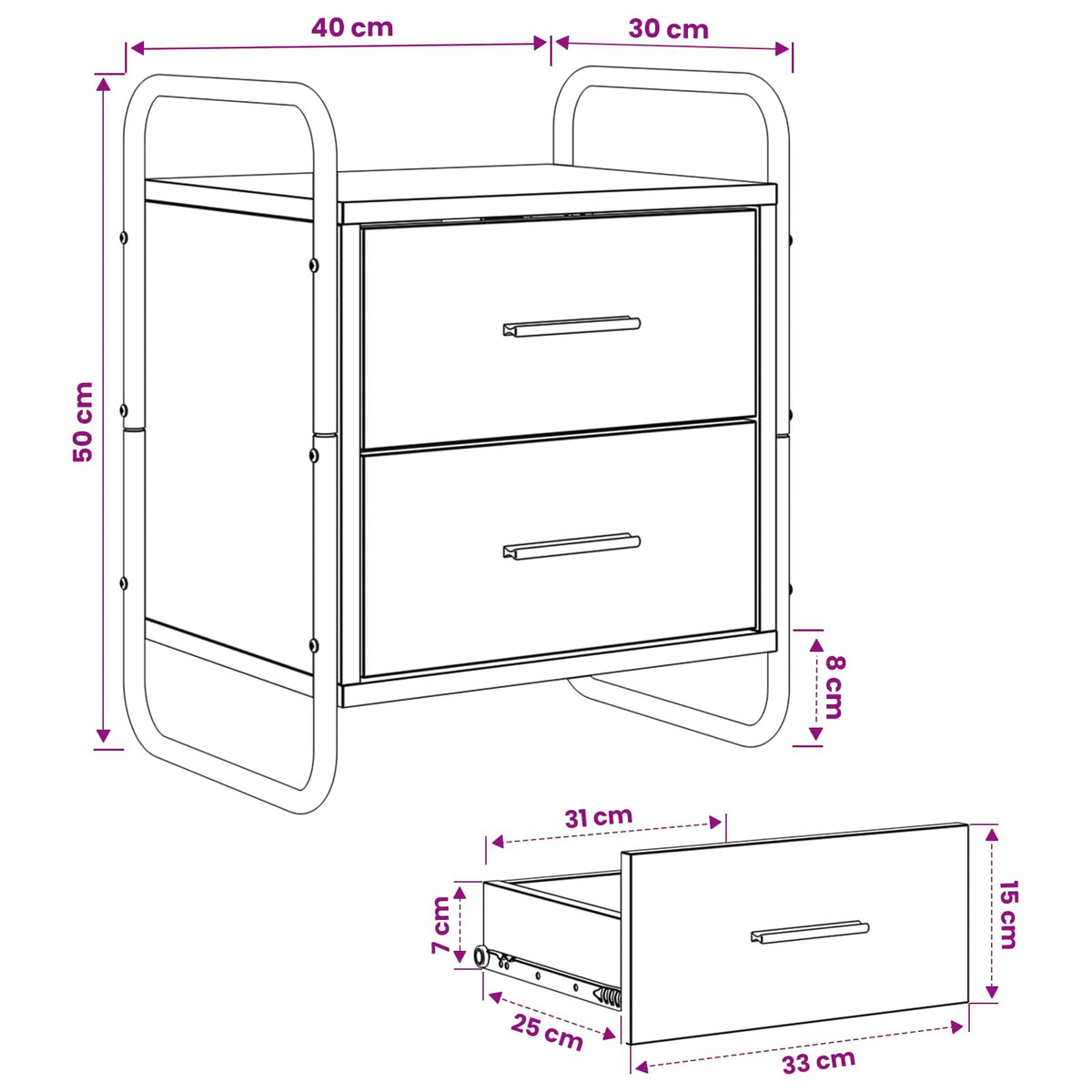 Κρεμαστό Κομοδίνο Μαύρη Δρυς 40 x 30 x 50 cm Επεξεργασμένο Ξύλο