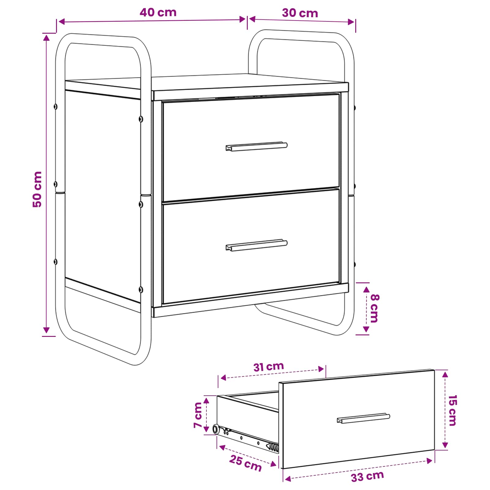 Κρεμαστό Κομοδίνο Παλαιωμένο ξύλο 40 x 30 x 50 cm - Pakobazaar