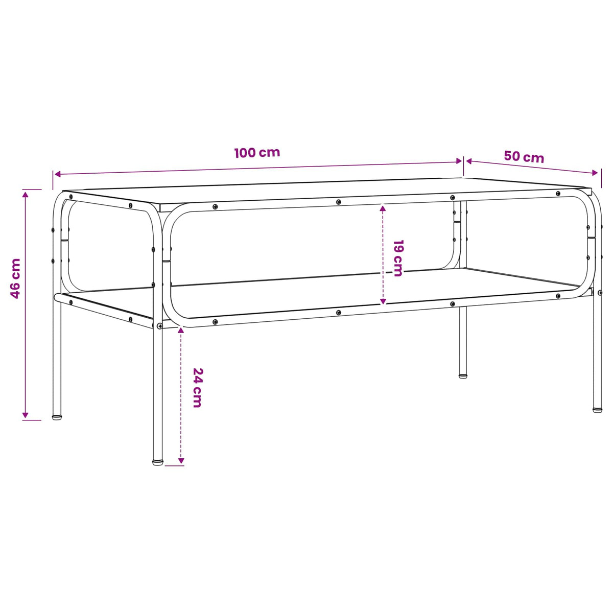 Τραπεζάκι Πλευράς Μαύρη Δρυς 100 x 50 x 46 εκ