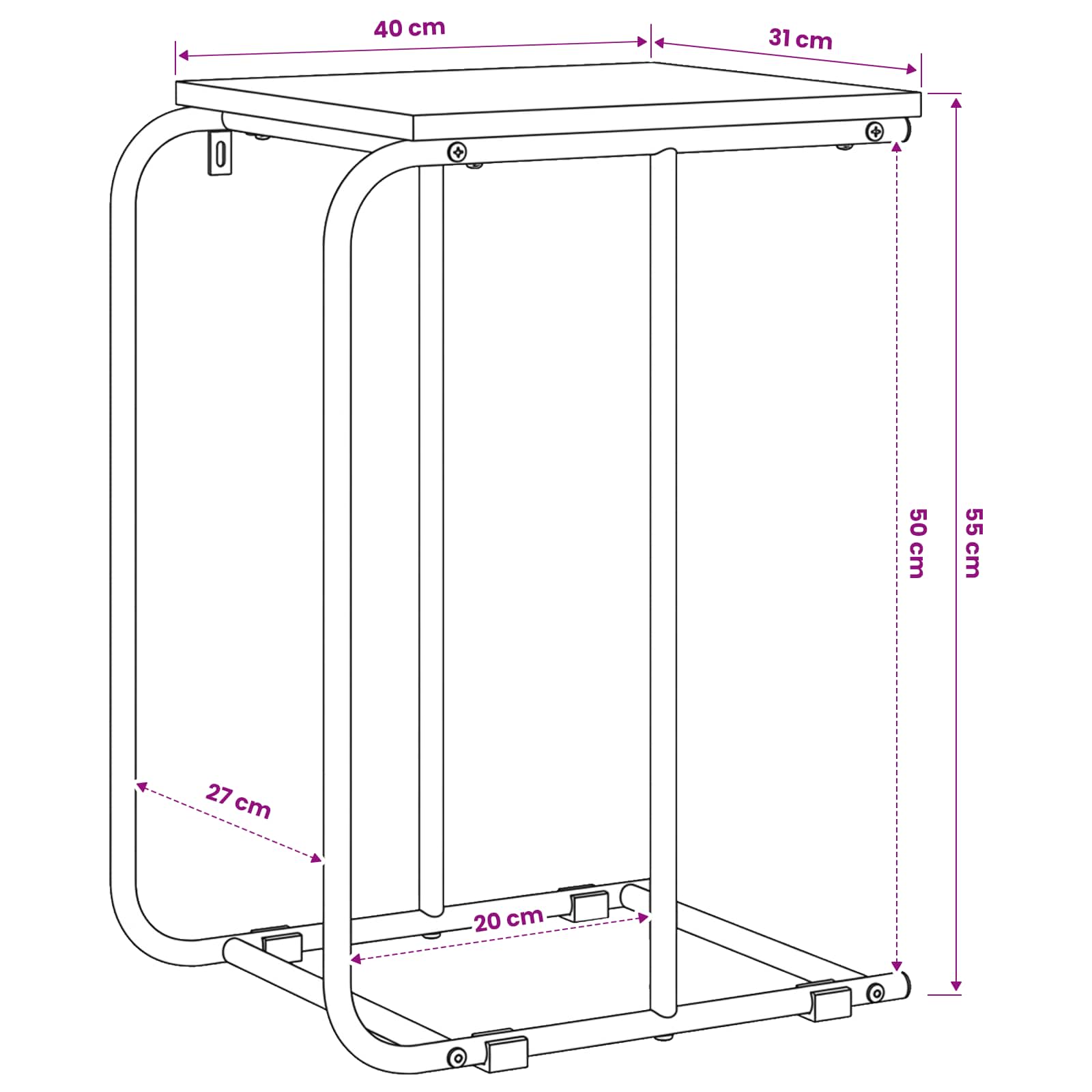 Τραπεζάκι Πλευράς Μαύρη Δρυς 40 x 31 x 55 εκ Επεξεργασμένο Ξύλο - Pakobazaar
