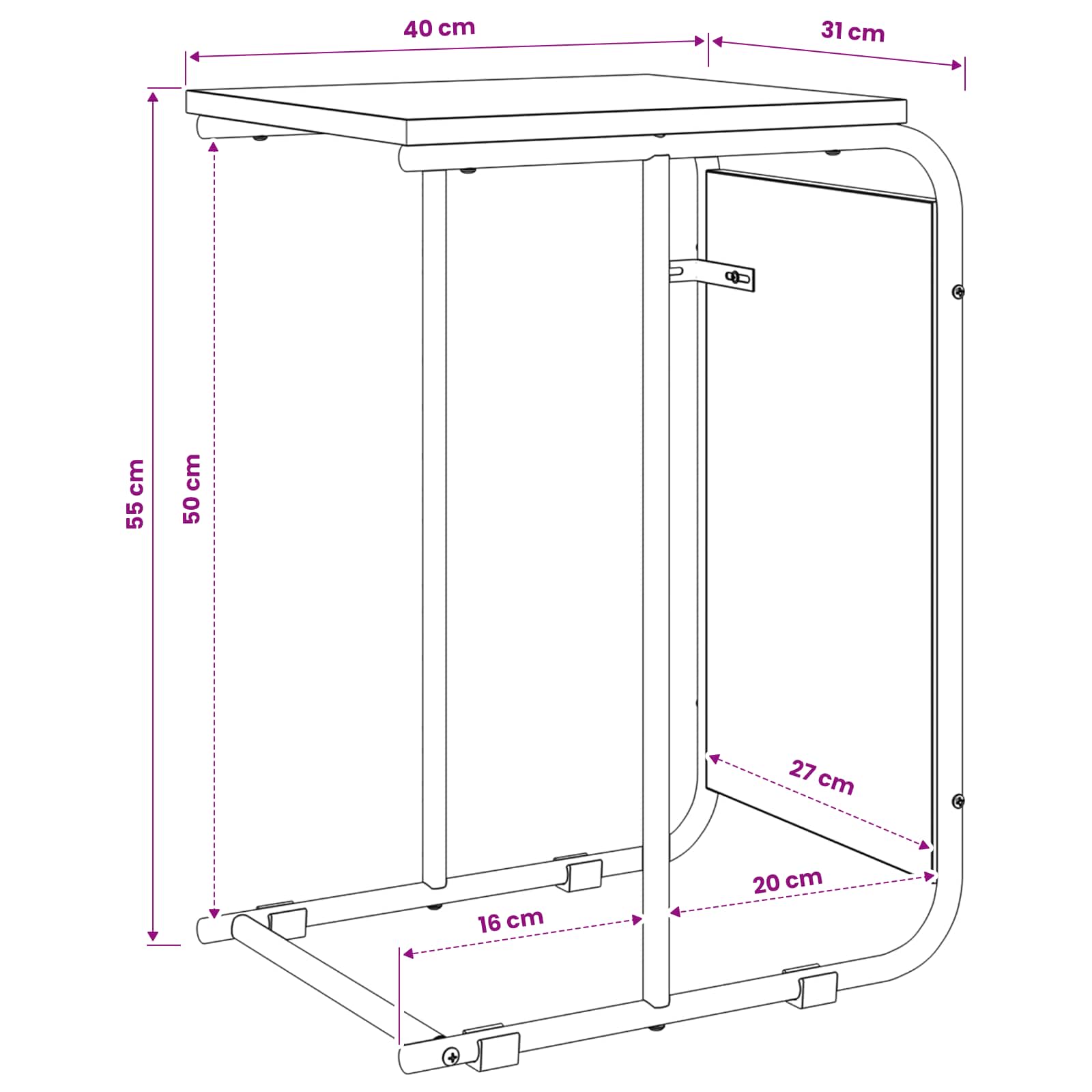 Τραπεζάκι Πλευράς Artisan Δρυς 40 x 31 x 55 εκ