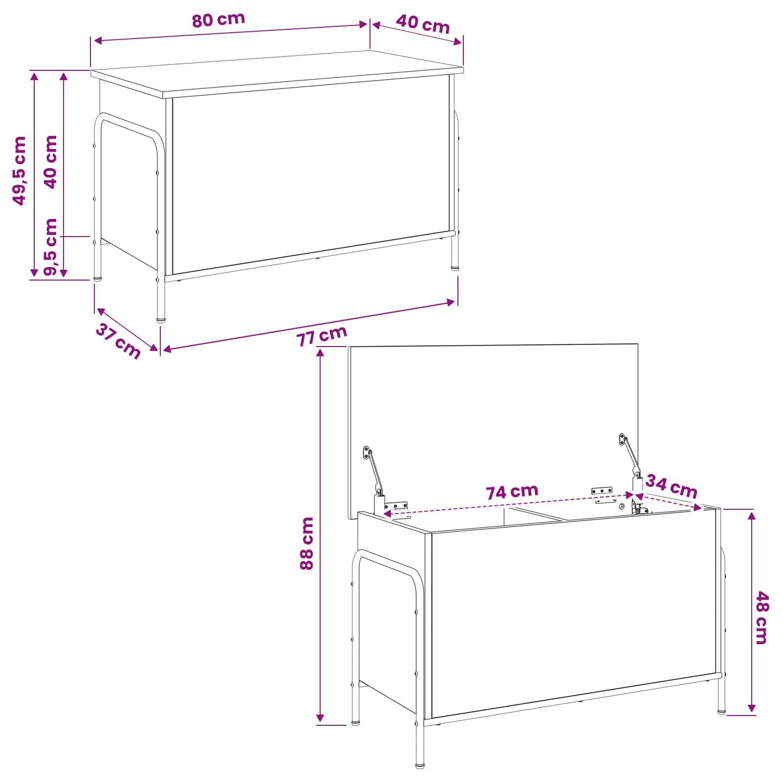 Κουτί αποθήκευσης Sonoma Δρυς 80 x 40 x 49,5 εκ - Pakobazaar