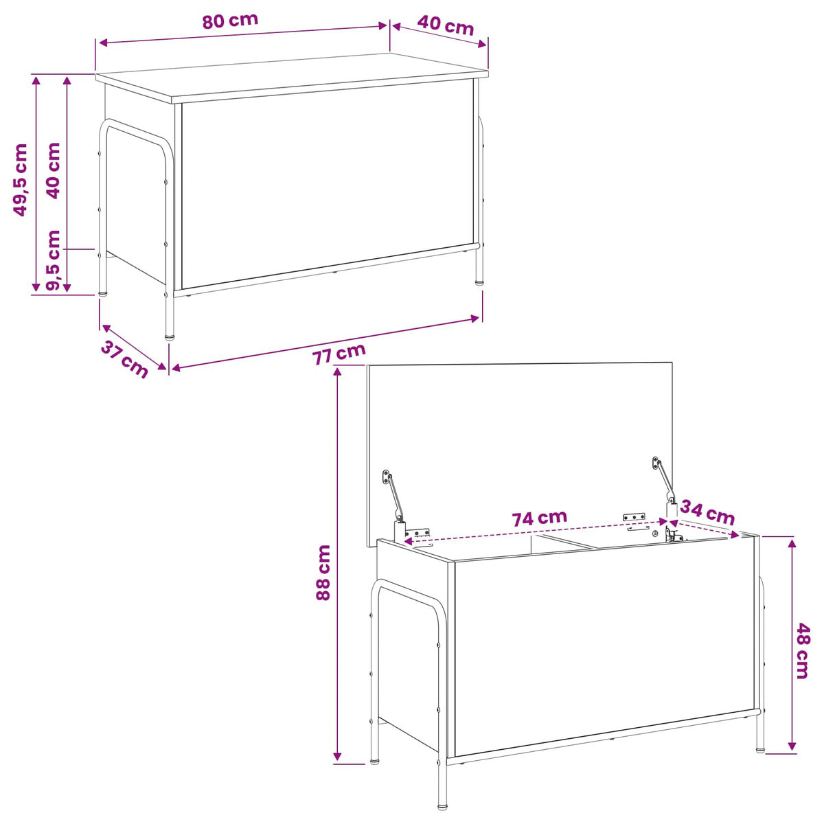 Κουτί αποθήκευσης Γκρι Sonoma 80 x 40 x 49,5 εκ