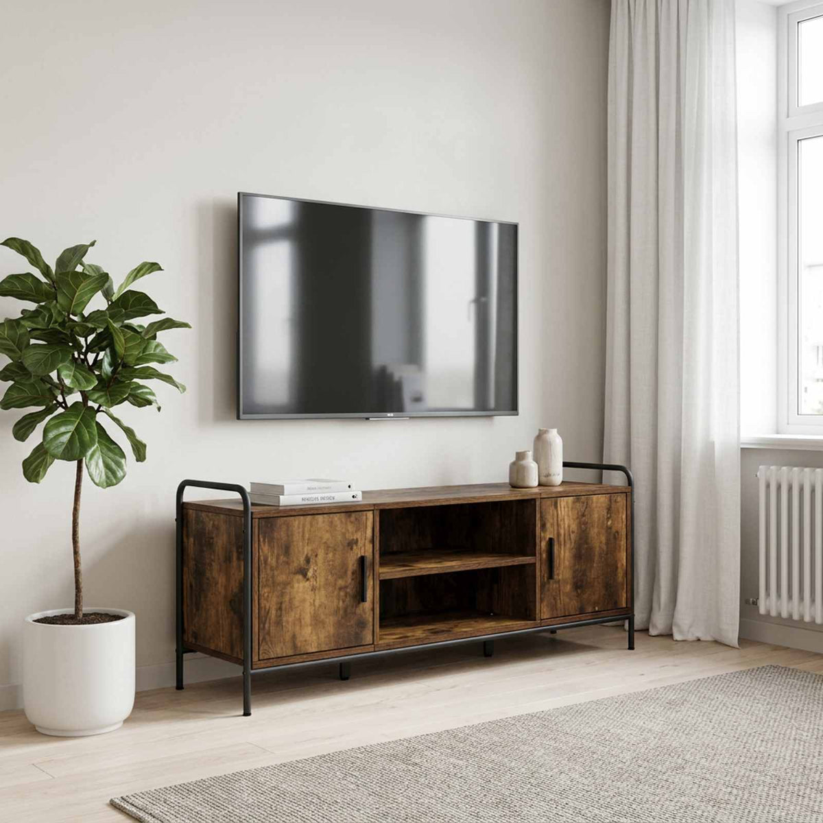 Ντουλάπι TV 119 x 33 x 50 cm Καπνισμένο Ξύλο Δρυός - Pakobazaar