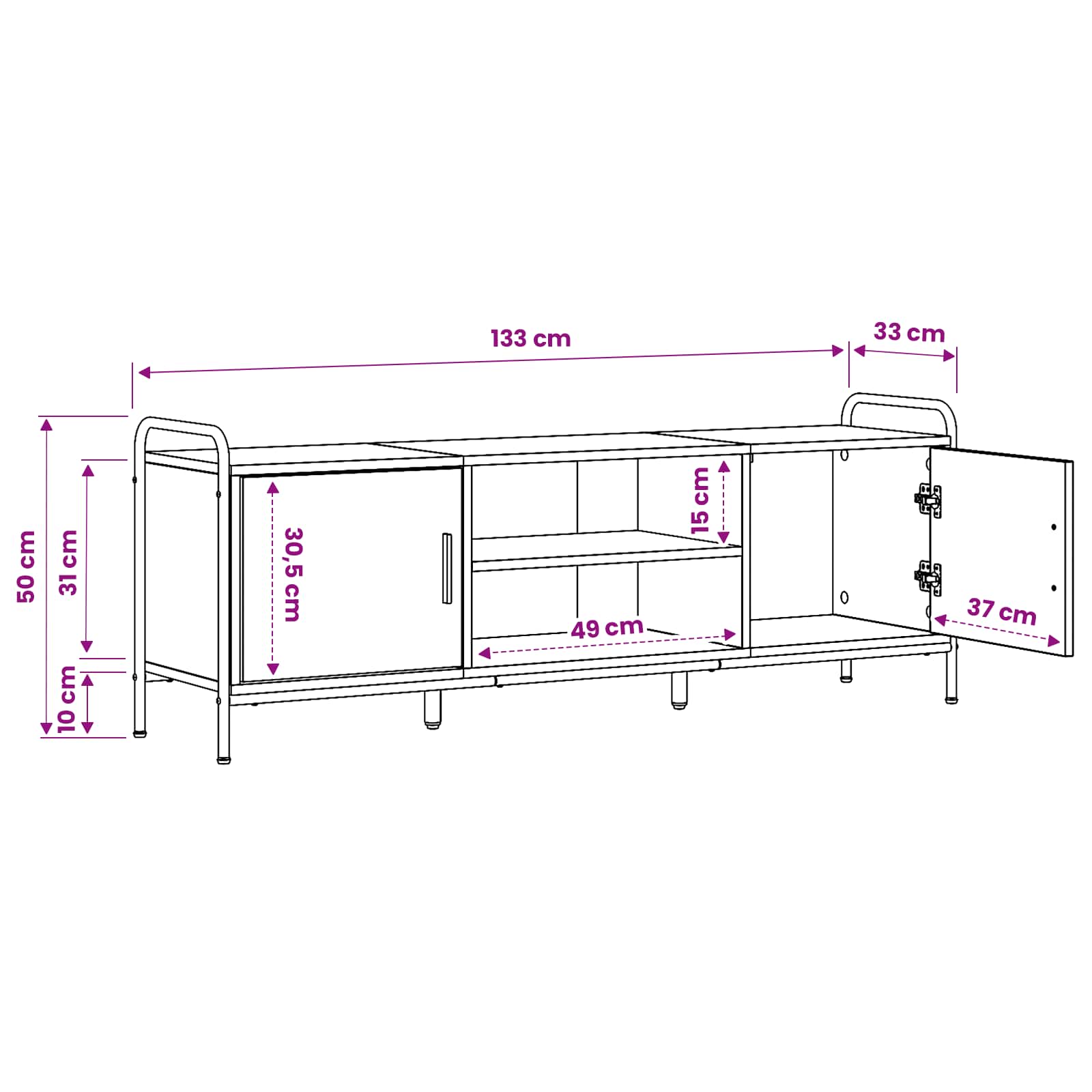 Ντουλάπι TV 133 x 33 x 50 εκ. Artisan Δρυς Επεξεργασμένο Ξύλο