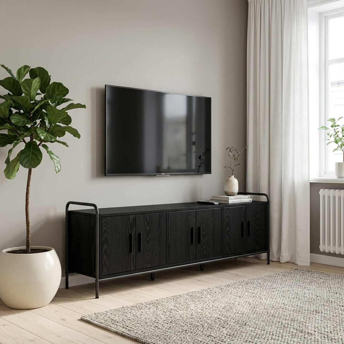 Ντουλάπι TV 146 x 33 x 50 εκ Μαύρη Δρυς Επεξεργασμένο Ξύλο