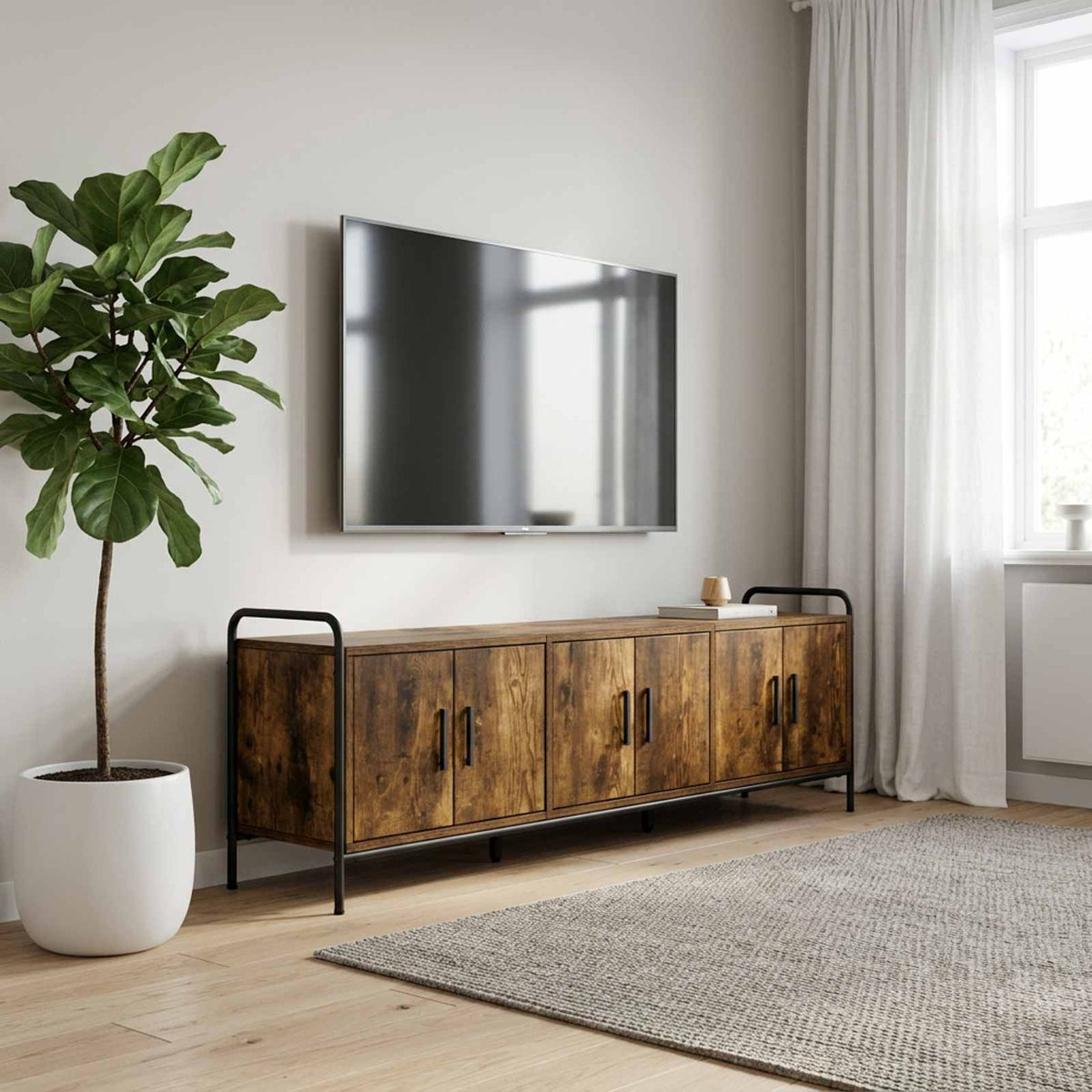 Ντουλάπι TV 146 x 33 x 50 εκ Καπνισμένο Ξύλο Δρυός