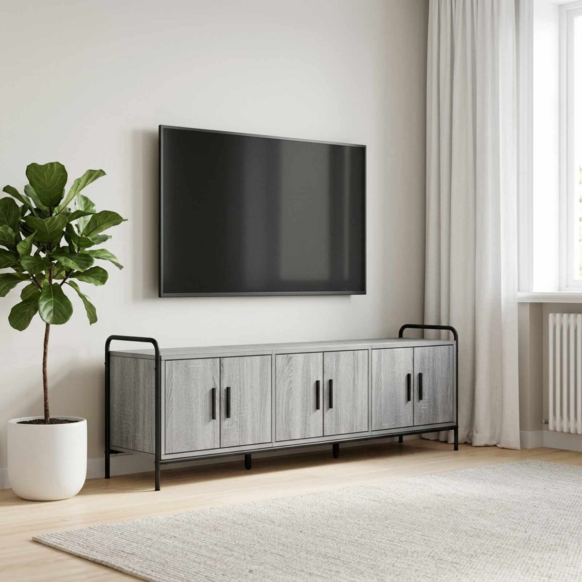 Ντουλάπι TV 146 x 33 x 50 εκ Γκρι Sonoma Επεξεργασμένο Ξύλο - Pakobazaar