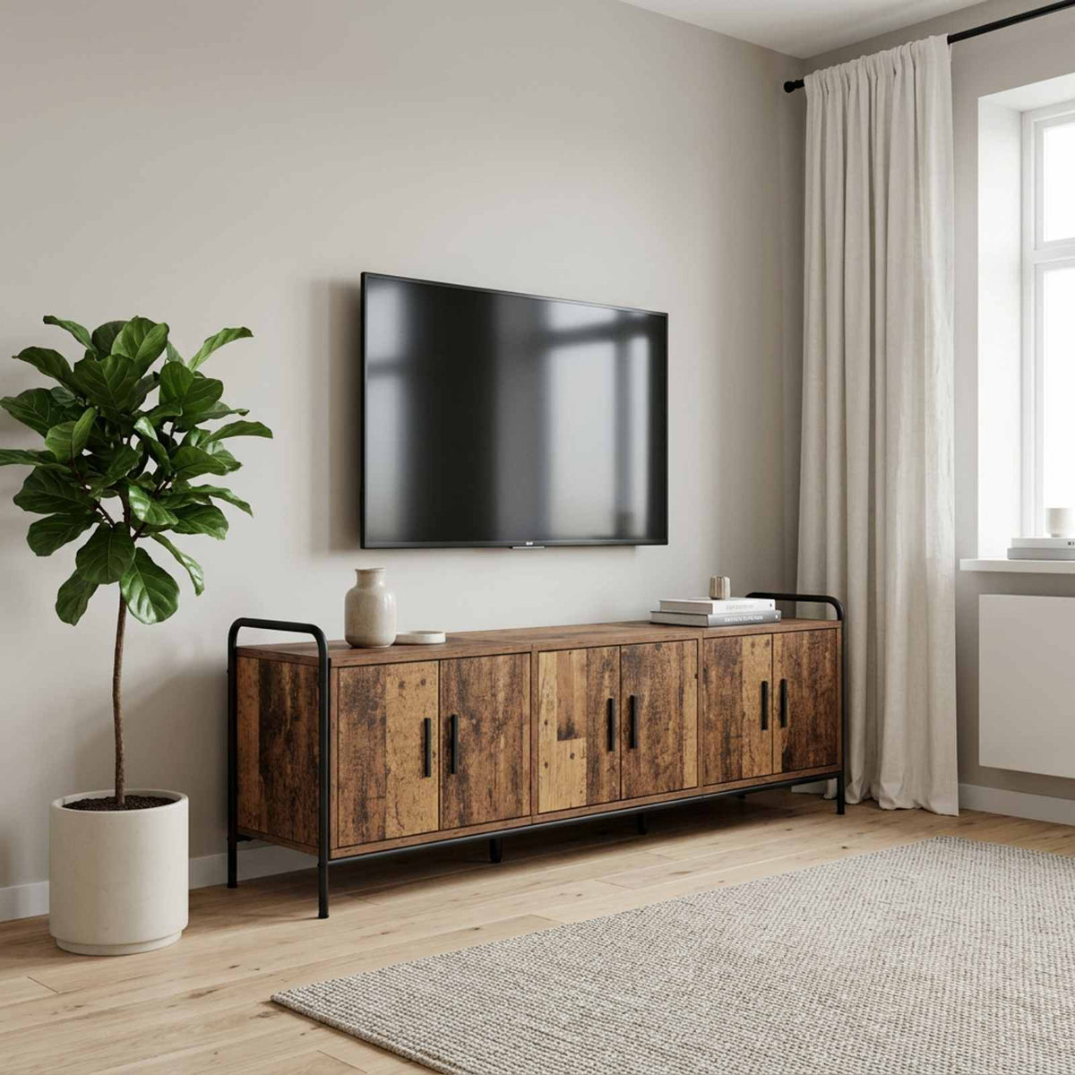 Ντουλάπι TV 146 x 33 x 50 εκ Παλαιωμένο ξύλο Επεξεργασμένο Ξύλο - Pakobazaar