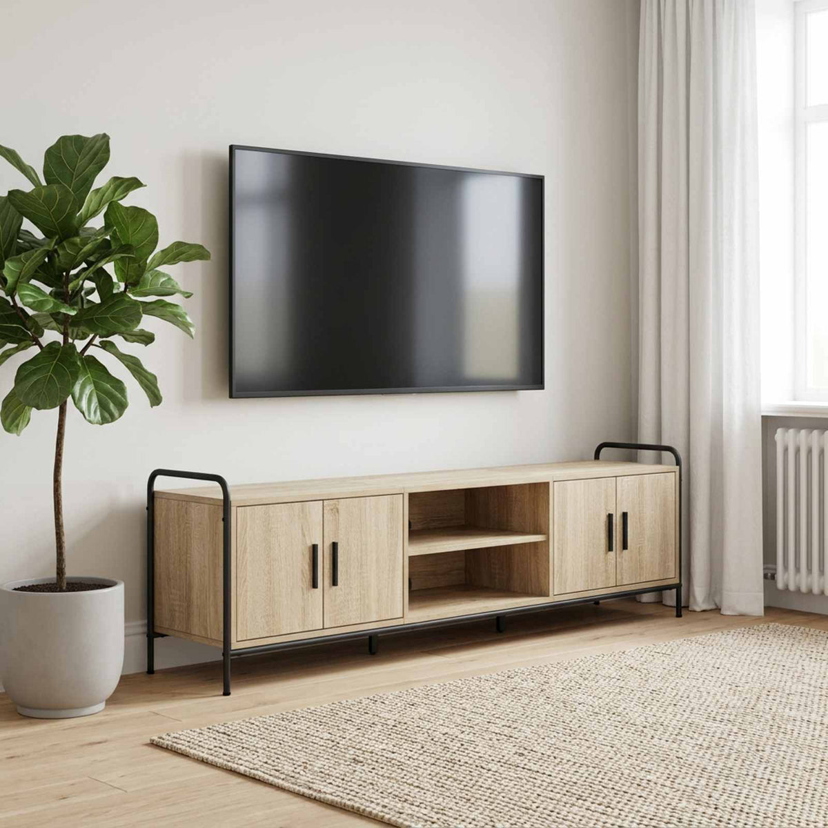 Ντουλάπι TV 146 x 33 x 50 εκ Sonoma Δρυς Επεξεργασμένο Ξύλο - Pakobazaar