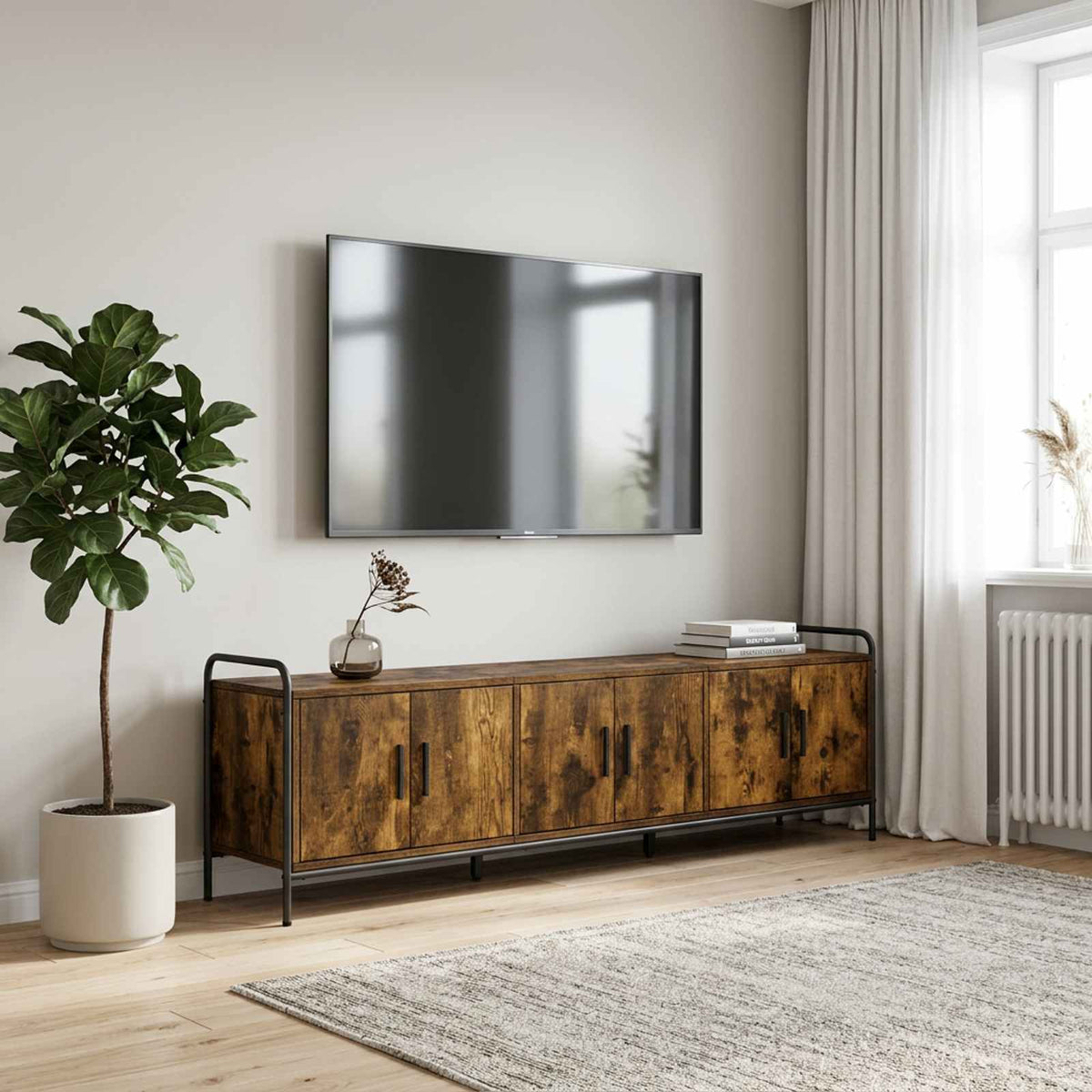 Ντουλάπι TV 146 x 33 x 50 εκ Καπνισμένο Ξύλο Δρυός - Pakobazaar