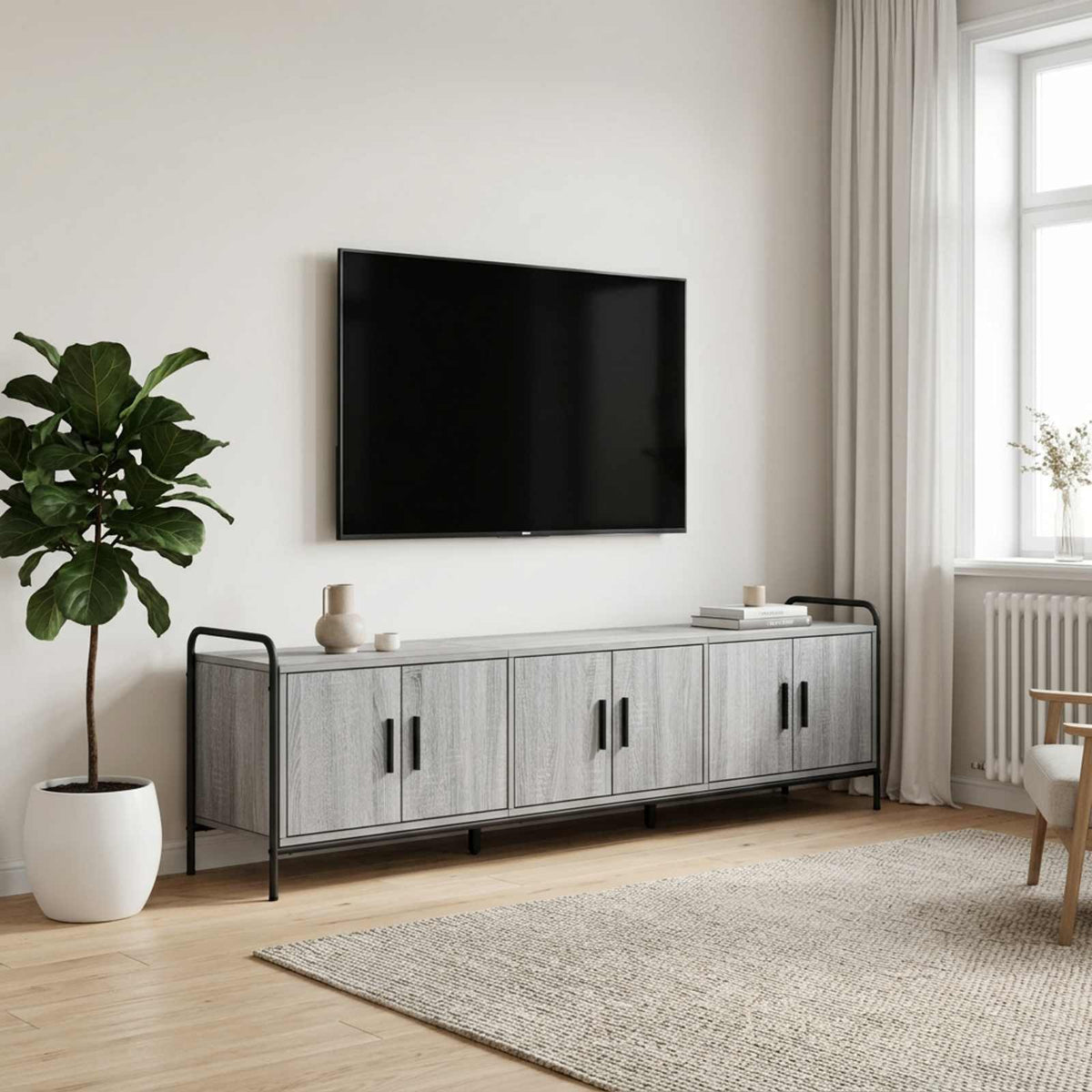 Ντουλάπι TV 146 x 33 x 50 εκ Γκρι Sonoma Επεξεργασμένο Ξύλο