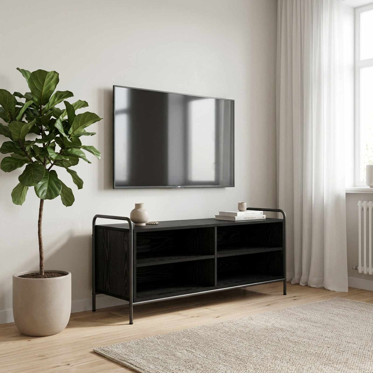 Ντουλάπι TV 140 x 39,5 x 50 εκ. Μαύρη Δρυς Επεξεργασμένο Ξύλο