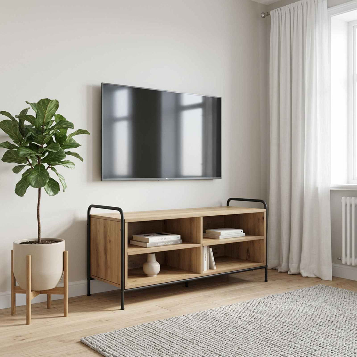 Ντουλάπι TV 140 x 39,5 x 50 εκ. Artisan Δρυς Επεξεργασμένο Ξύλο - Pakobazaar