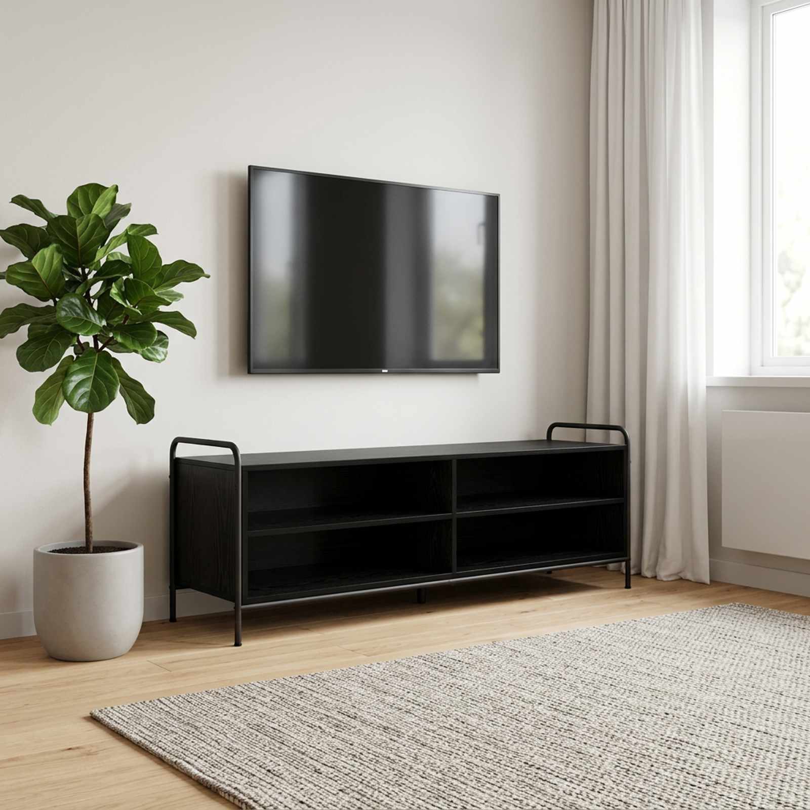 Ντουλάπι TV 140 x 39,5 x 50 εκ. Μαύρη Δρυς Επεξεργασμένο Ξύλο - Pakobazaar