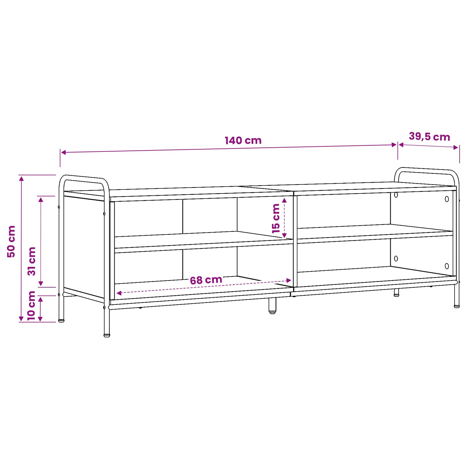 Ντουλάπι TV 140 x 39,5 x 50 εκ. Sonoma Δρυς Επεξεργασμένο Ξύλο - Pakobazaar