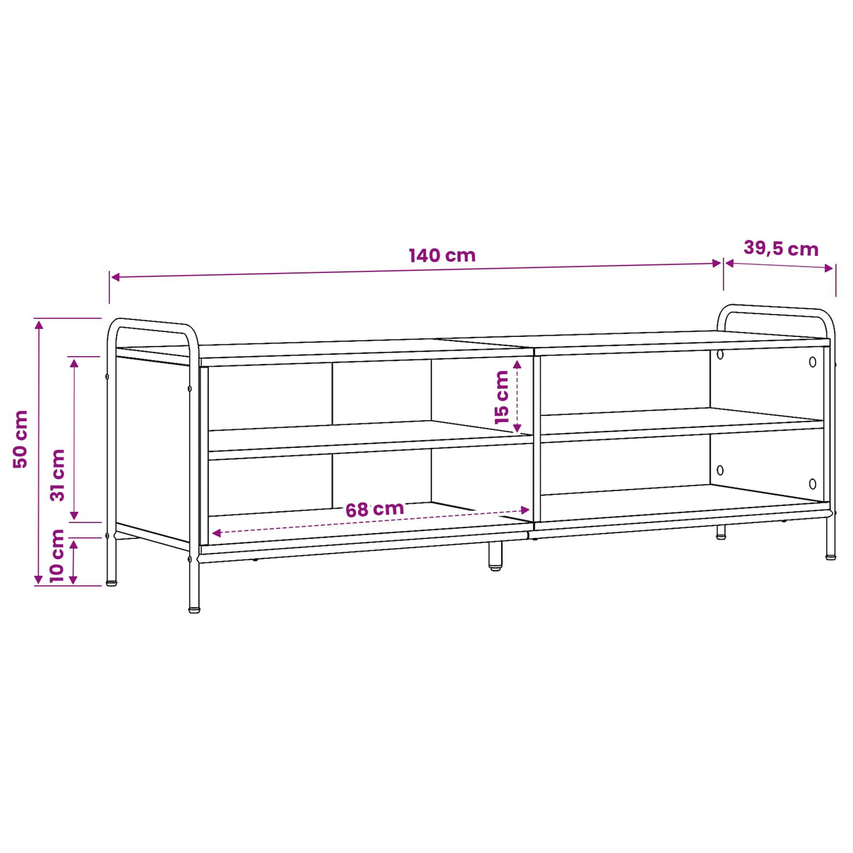 Ντουλάπι TV 140 x 39,5 x 50 εκ. Καπνισμένο Ξύλο Δρυός - Pakobazaar