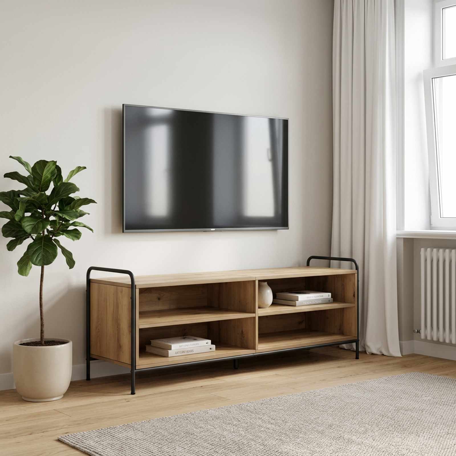 Ντουλάπι TV 140 x 39,5 x 50 εκ. Artisan Δρυς Επεξεργασμένο Ξύλο - Pakobazaar