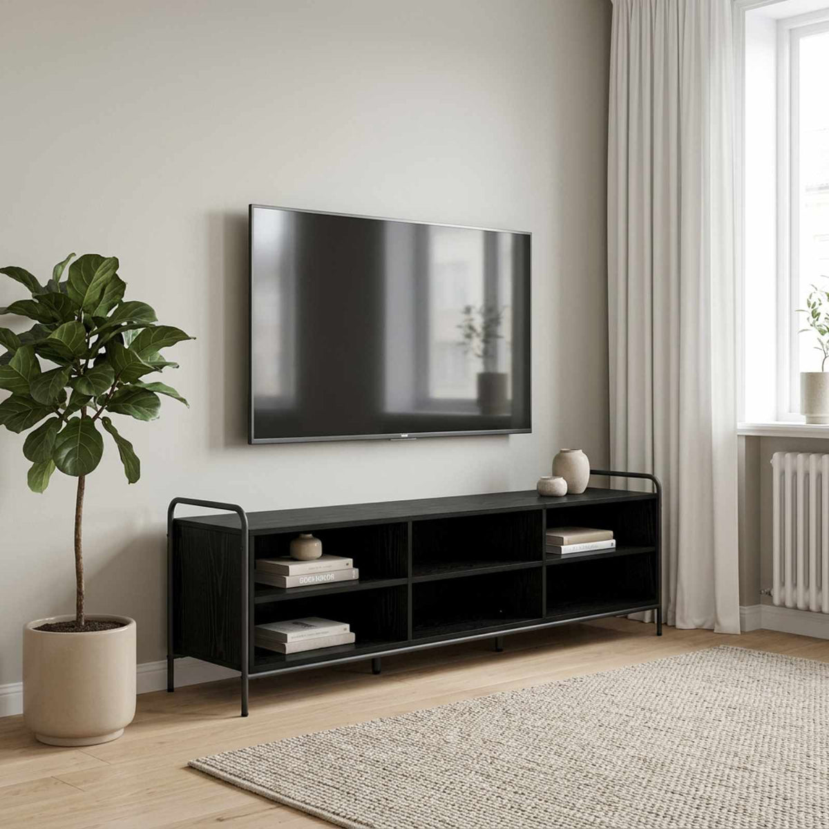 Ντουλάπι TV 140 x 39,5 x 50 εκ. Μαύρη Δρυς Επεξεργασμένο Ξύλο