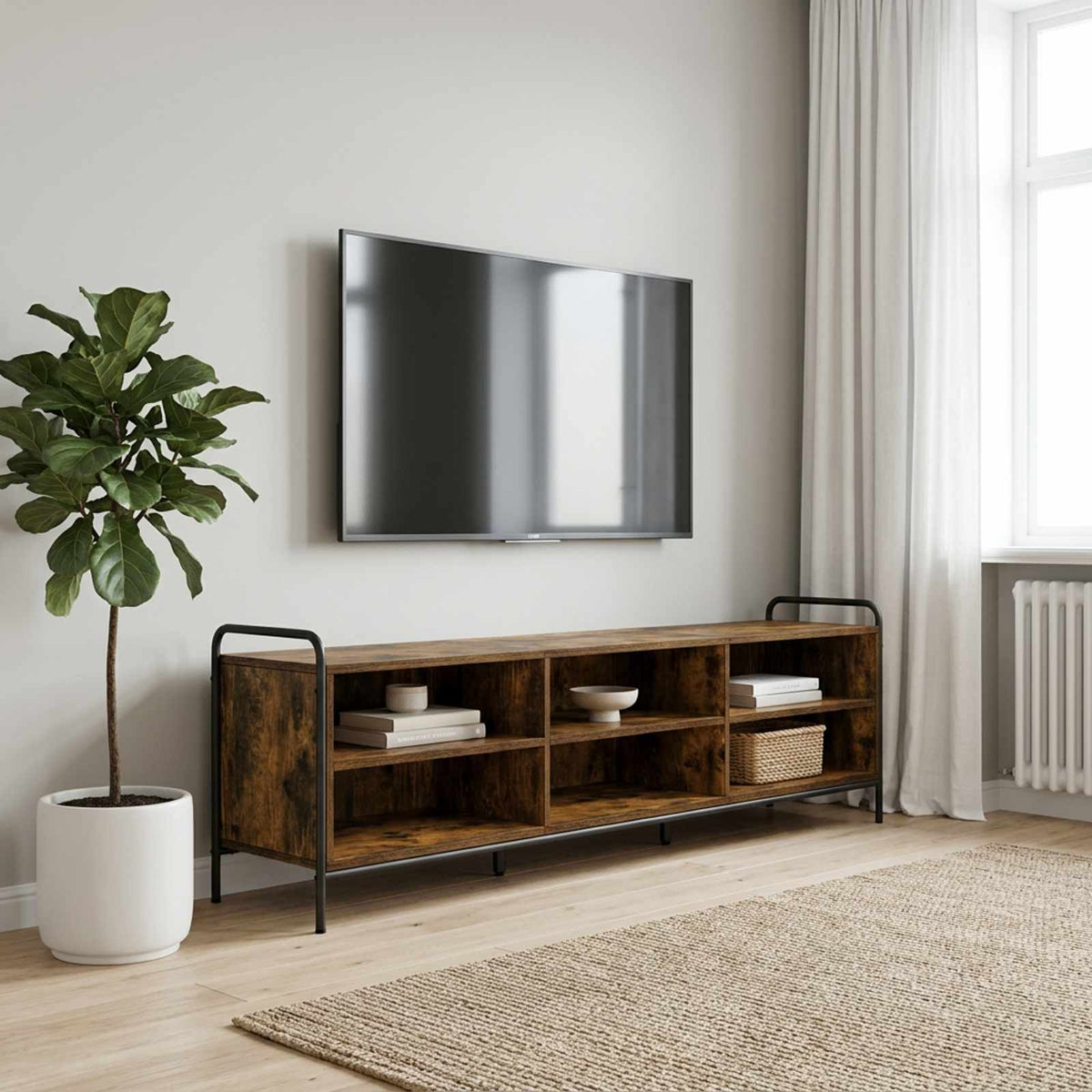 Ντουλάπι TV 140 x 39,5 x 50 εκ. Καπνισμένο Ξύλο Δρυός - Pakobazaar