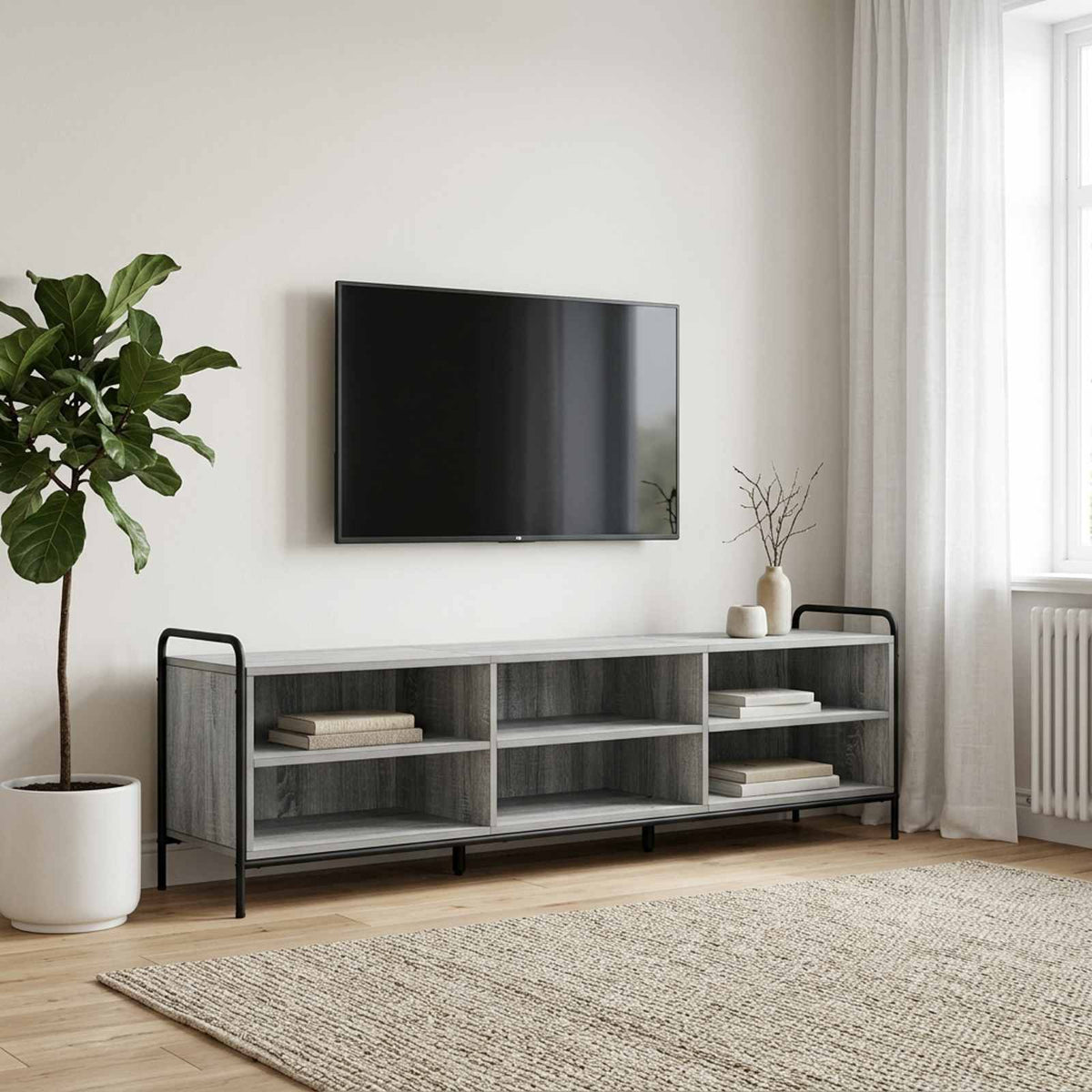 Ντουλάπι TV 140 x 39,5 x 50 εκ. Γκρι Sonoma Επεξεργασμένο Ξύλο - Pakobazaar