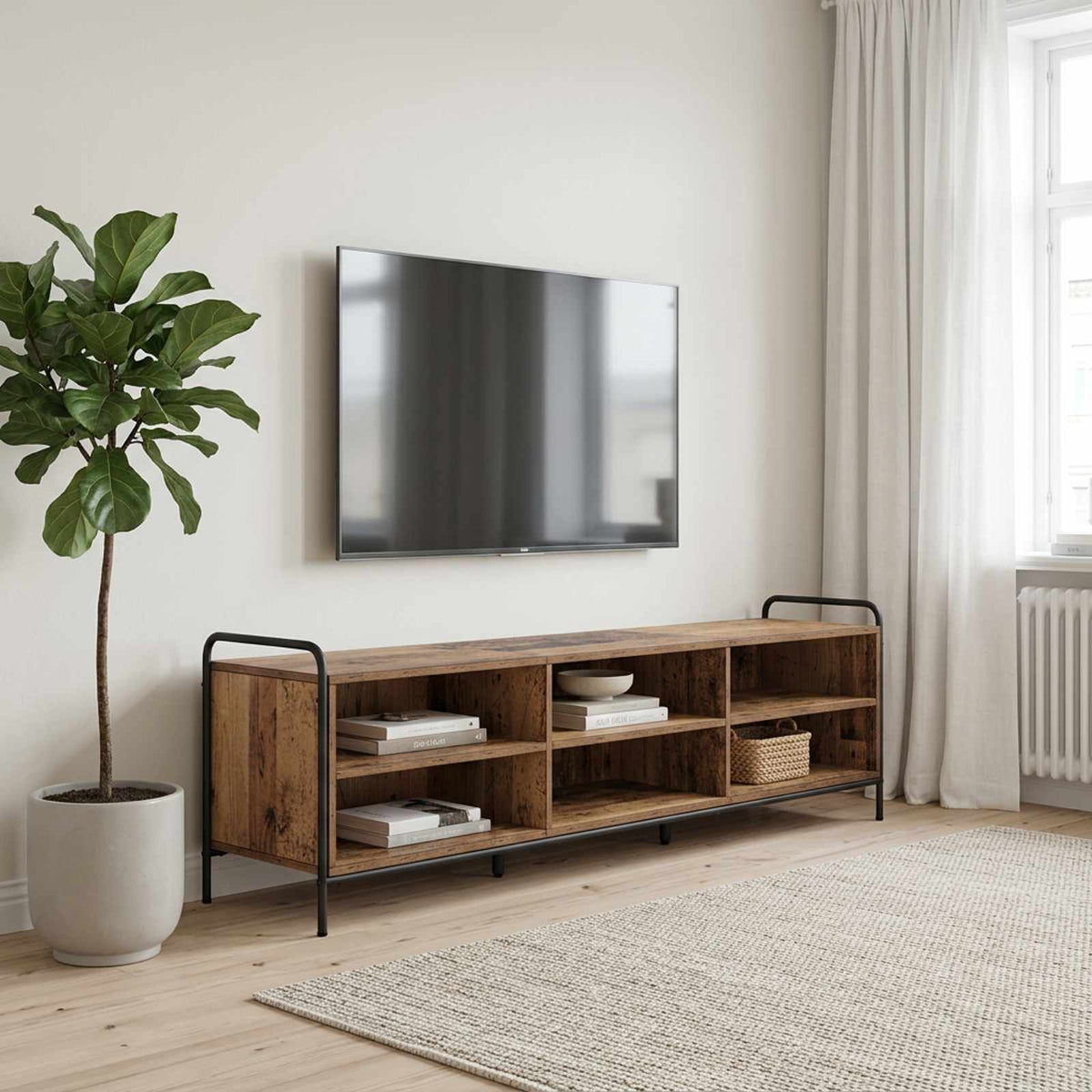 Ντουλάπι TV 140 x 39,5 x 50 εκ. Παλαιωμένο ξύλο