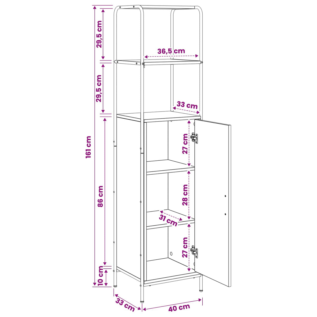 Highboard Artisan Δρυς 40 x 33 x 161 εκ Επεξεργασμένο Ξύλο