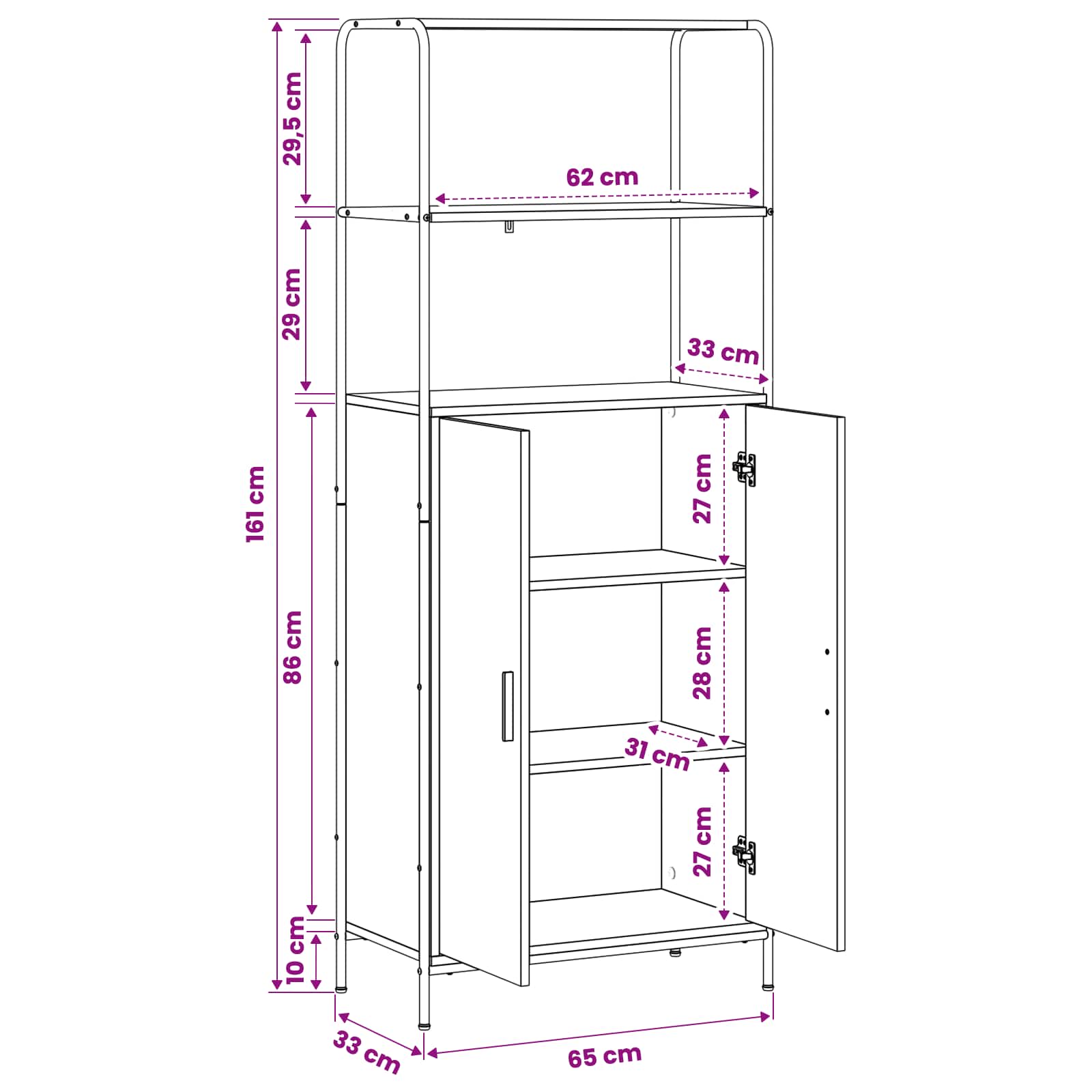 Highboard Sonoma Δρυς 40 x 33 x 161 εκ Επεξεργασμένο Ξύλο - Pakobazaar