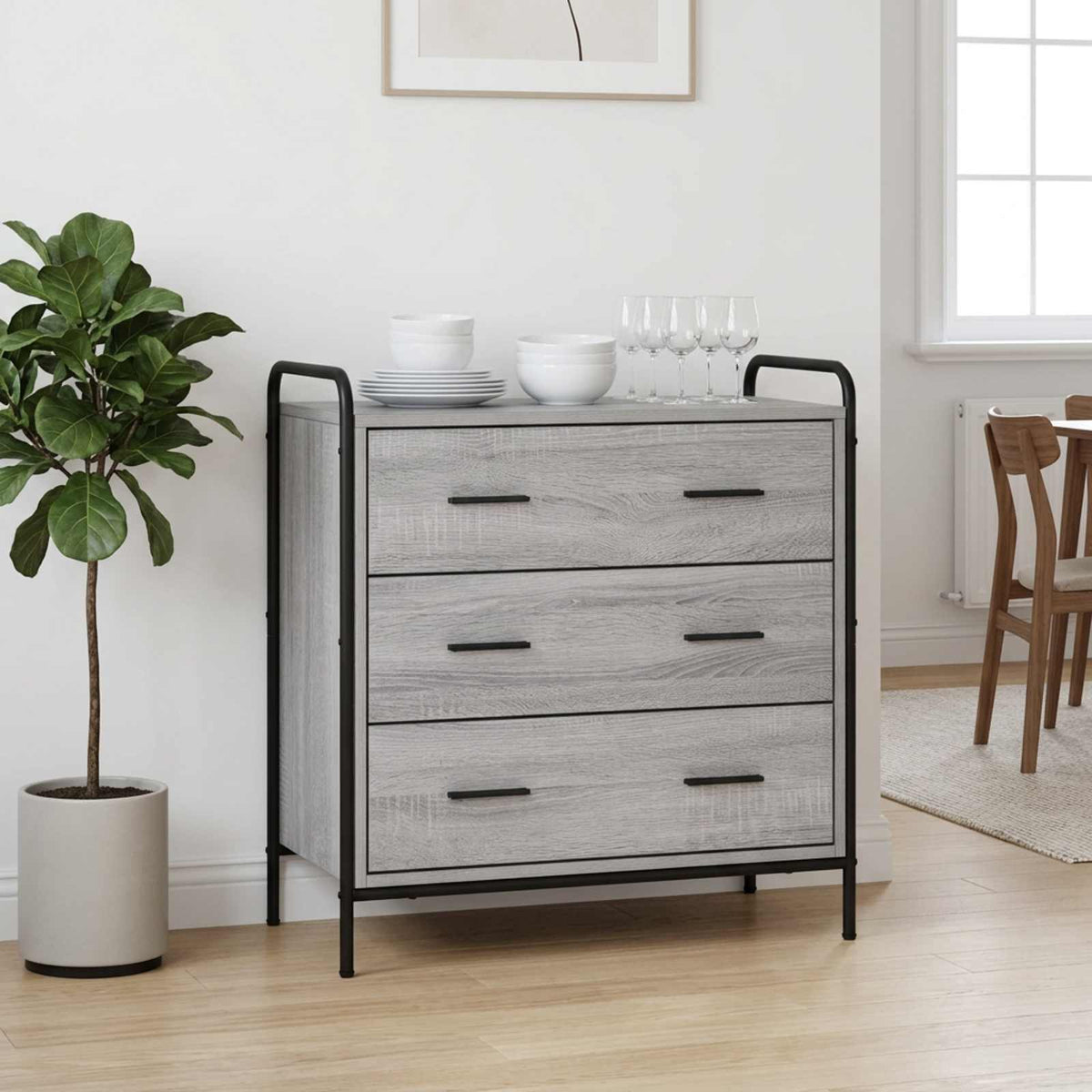 Ντουλάπι με Συρτάρια Γκρι Sonoma 70 x 39,5 x 71 εκ.